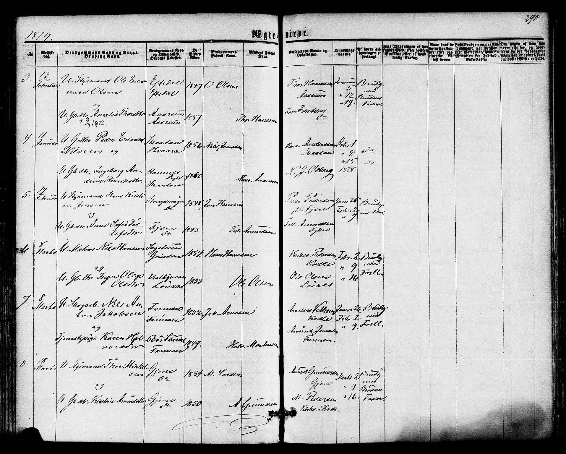 Hedrum kirkebøker, AV/SAKO-A-344/F/Fa/L0008: Parish register (official) no. I 8, 1869-1880, p. 290