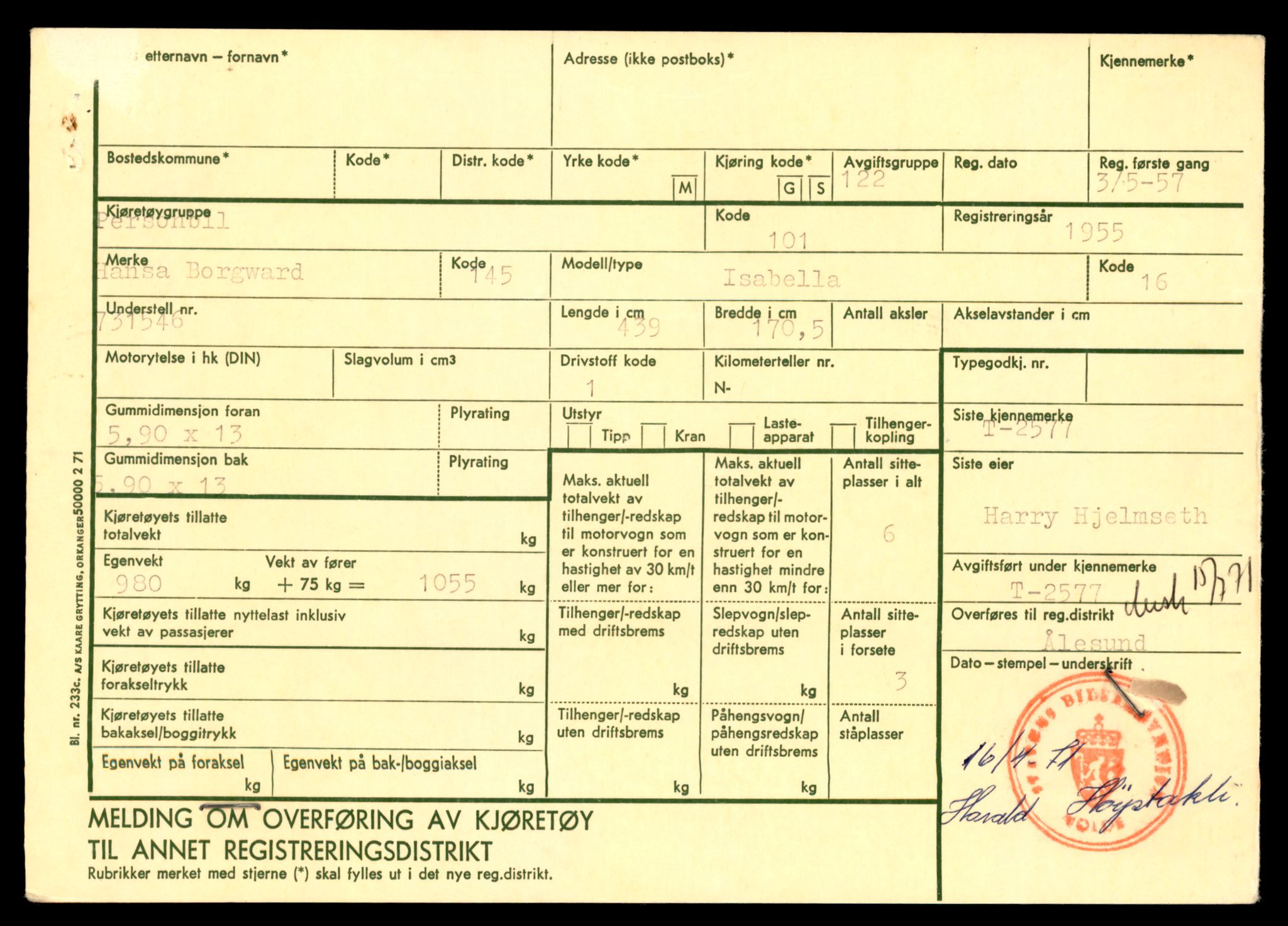 Møre og Romsdal vegkontor - Ålesund trafikkstasjon, AV/SAT-A-4099/F/Fe/L0017: Registreringskort for kjøretøy T 1985 - T 10090, 1927-1998, p. 591