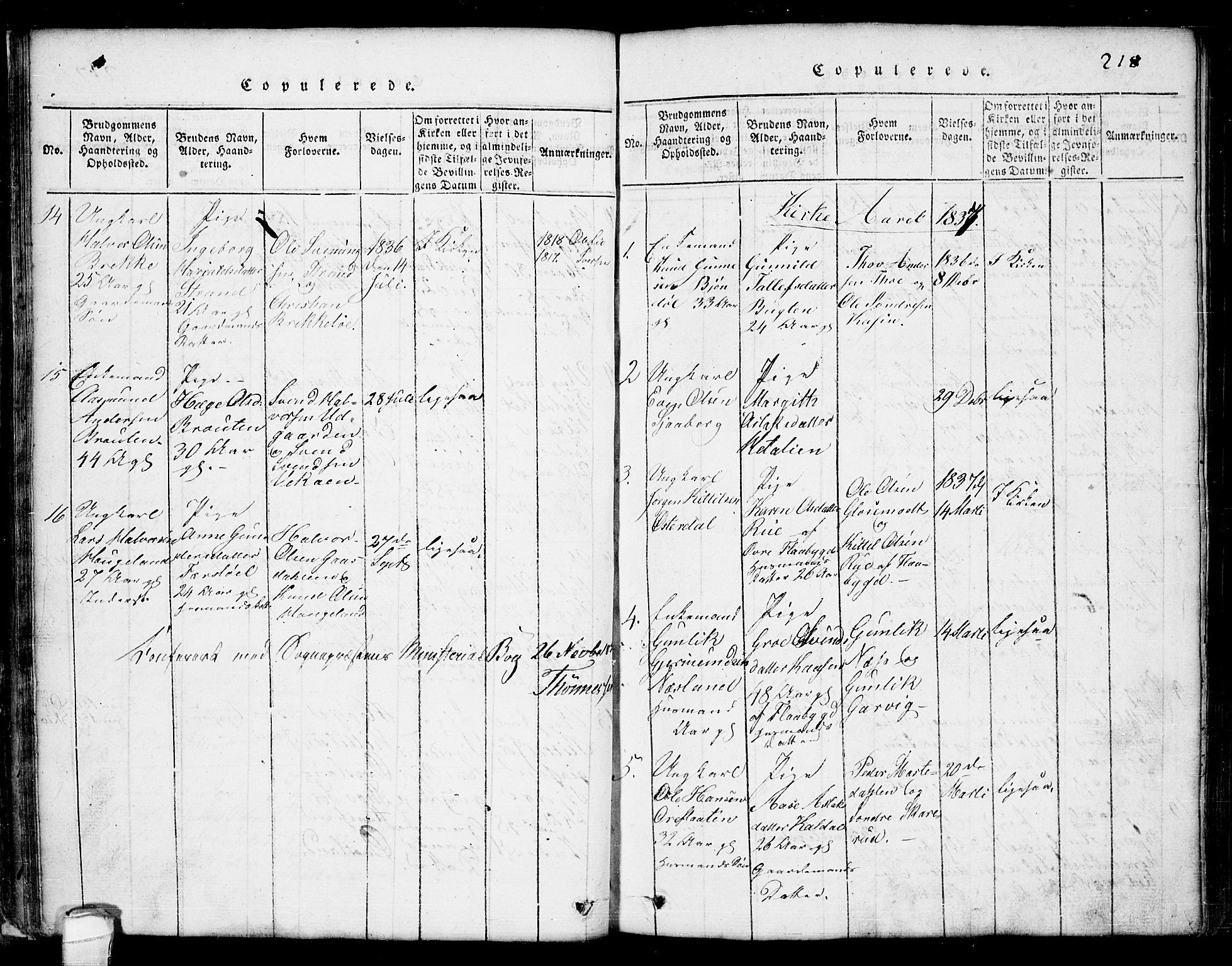 Seljord kirkebøker, SAKO/A-20/G/Ga/L0001: Parish register (copy) no. I 1, 1815-1854, p. 218