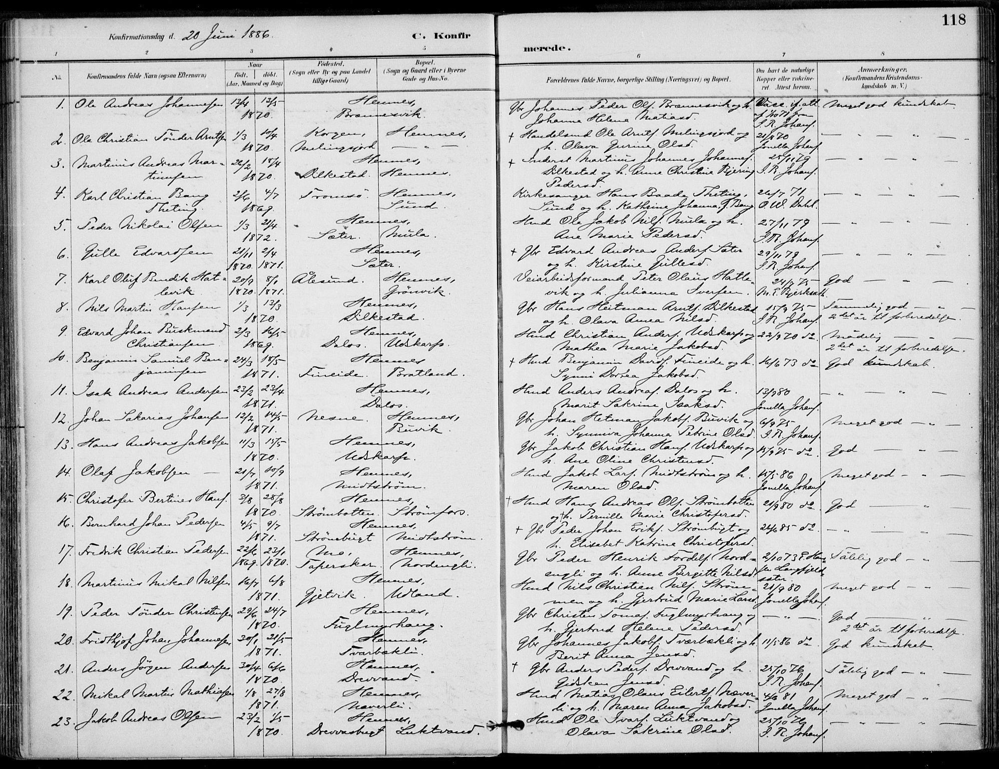 Ministerialprotokoller, klokkerbøker og fødselsregistre - Nordland, SAT/A-1459/825/L0362: Parish register (official) no. 825A16, 1886-1908, p. 118