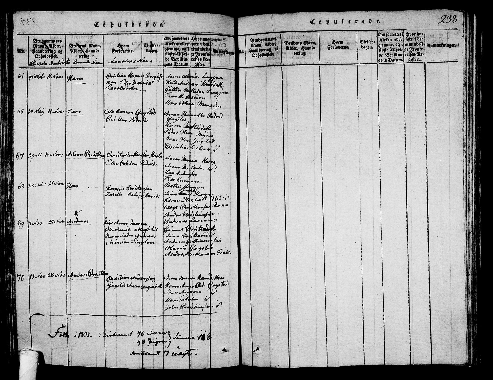 Sandar kirkebøker, AV/SAKO-A-243/G/Ga/L0001: Parish register (copy) no. 1, 1814-1835, p. 238