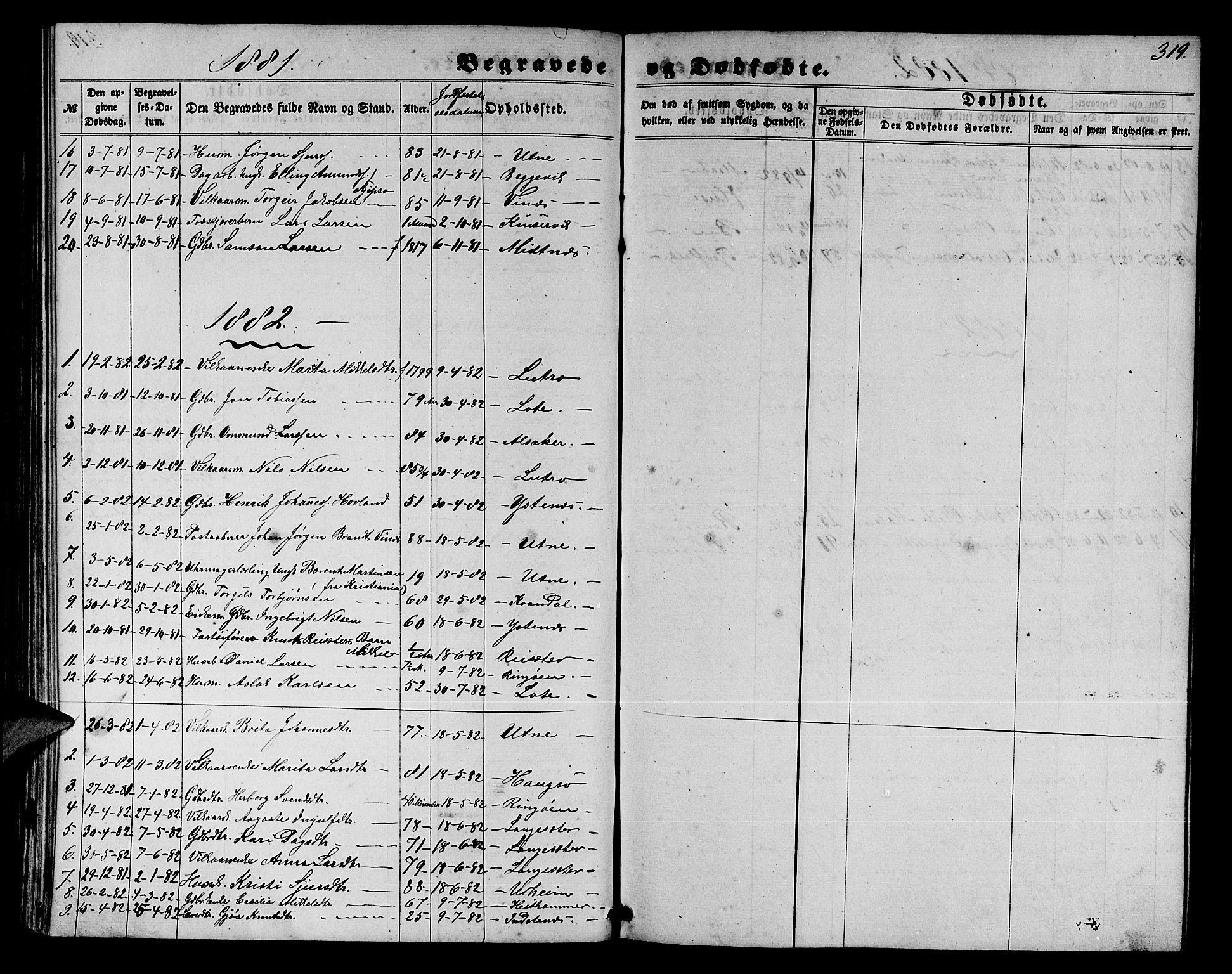 Ullensvang sokneprestembete, SAB/A-78701/H/Hab: Parish register (copy) no. E 6, 1857-1886, p. 319