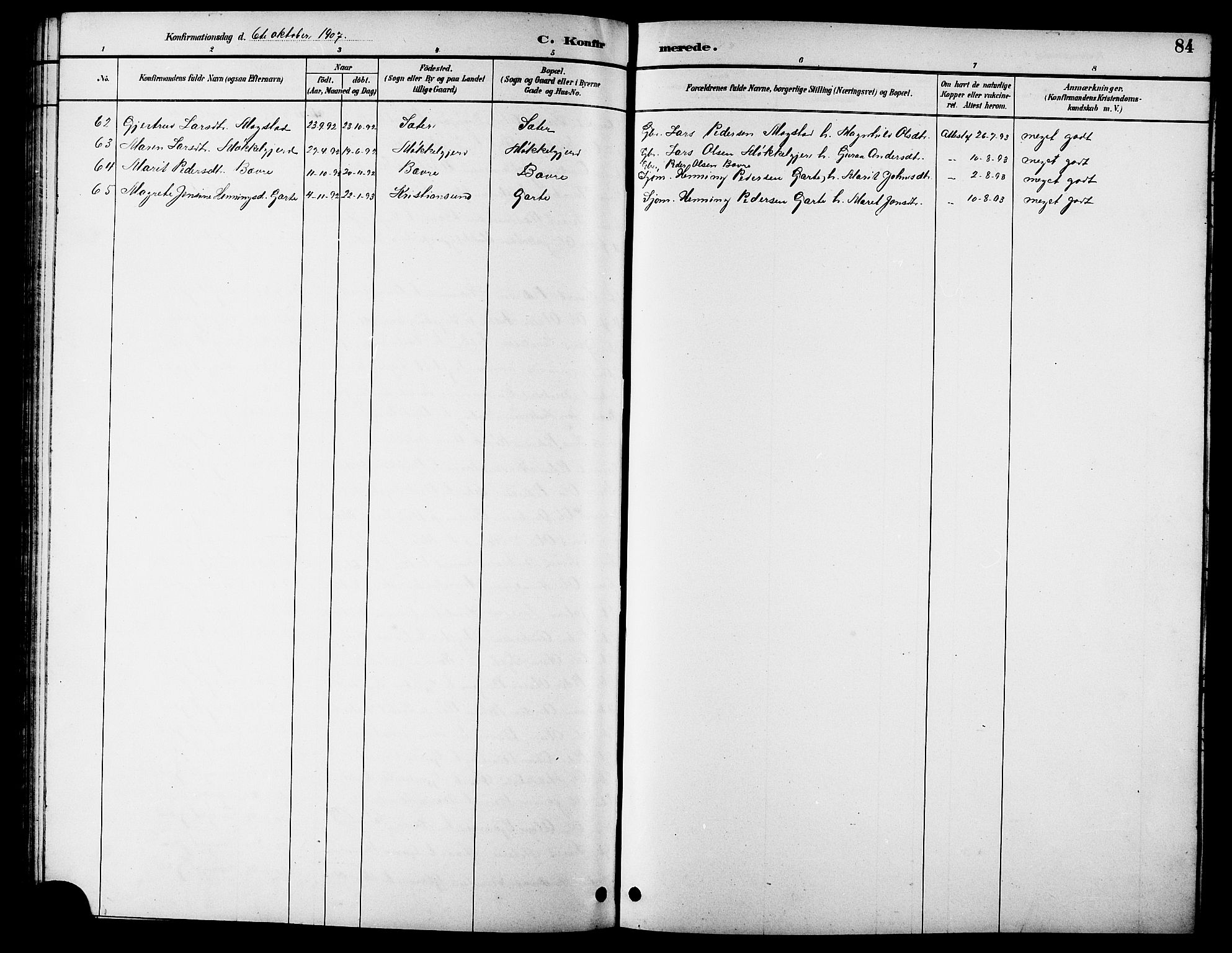 Ministerialprotokoller, klokkerbøker og fødselsregistre - Møre og Romsdal, AV/SAT-A-1454/596/L1058: Parish register (copy) no. 596C01, 1891-1907, p. 84