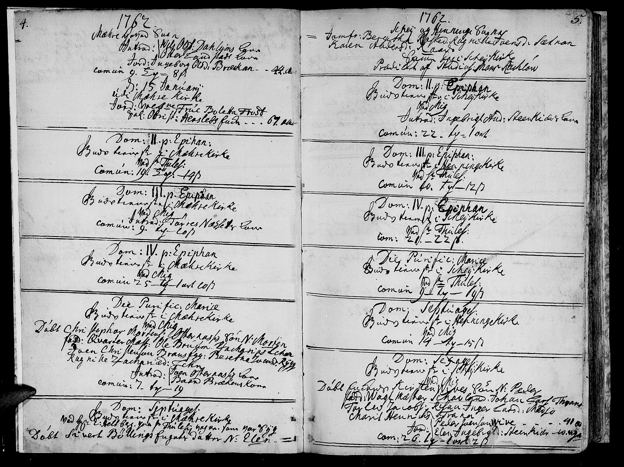 Ministerialprotokoller, klokkerbøker og fødselsregistre - Nord-Trøndelag, SAT/A-1458/735/L0331: Parish register (official) no. 735A02, 1762-1794, p. 4-5