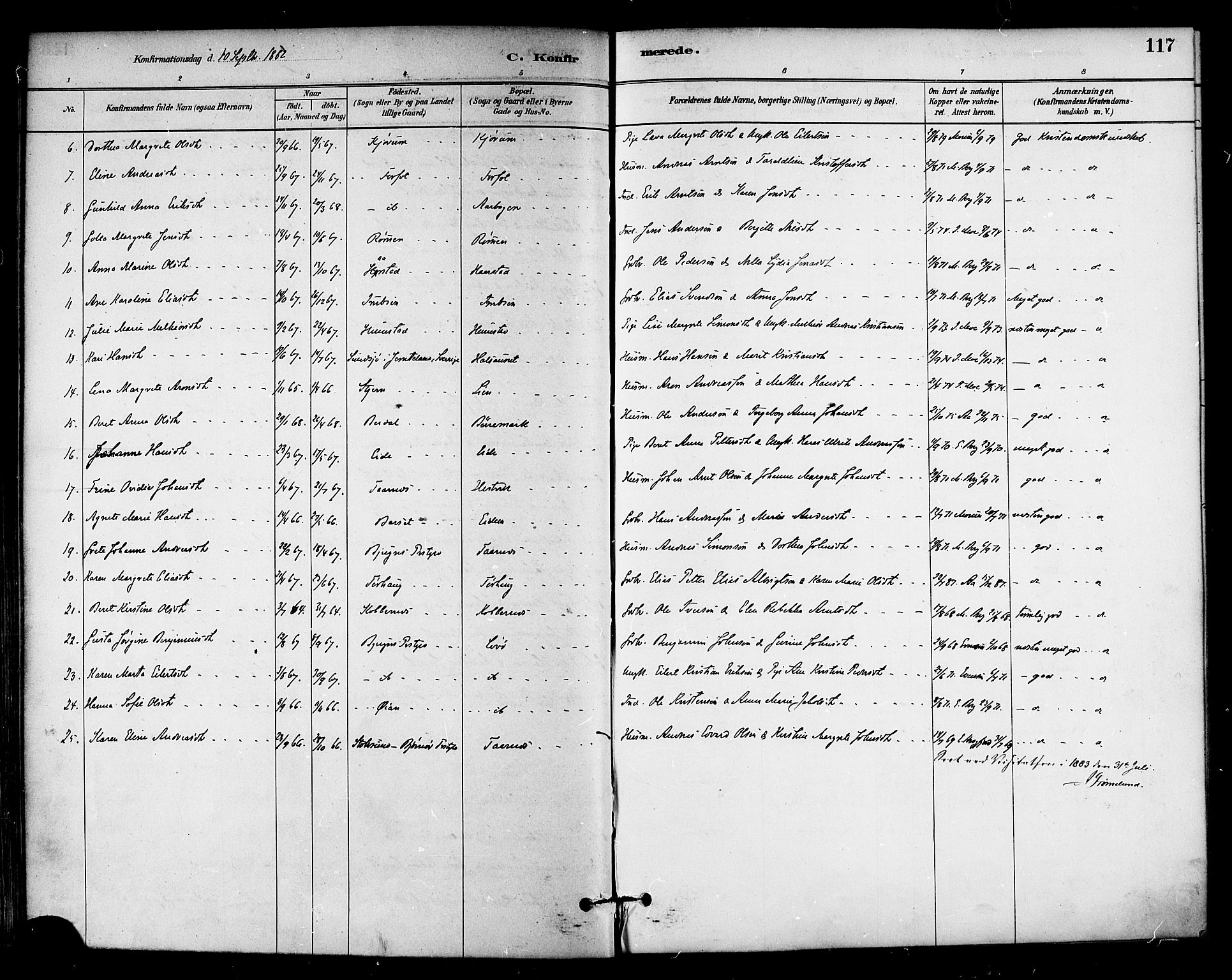 Ministerialprotokoller, klokkerbøker og fødselsregistre - Sør-Trøndelag, AV/SAT-A-1456/655/L0680: Parish register (official) no. 655A09, 1880-1894, p. 117