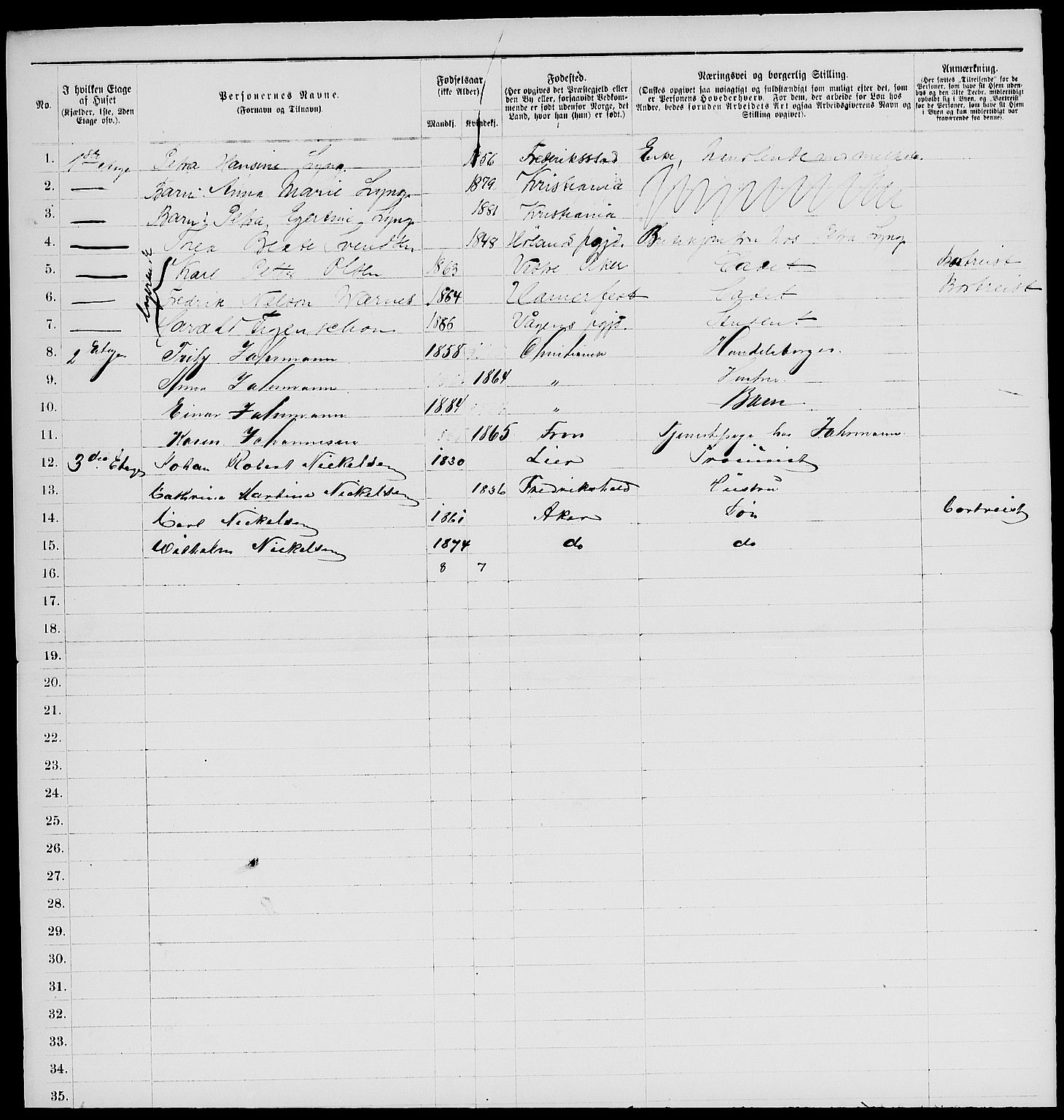 RA, 1885 census for 0301 Kristiania, 1885, p. 2433