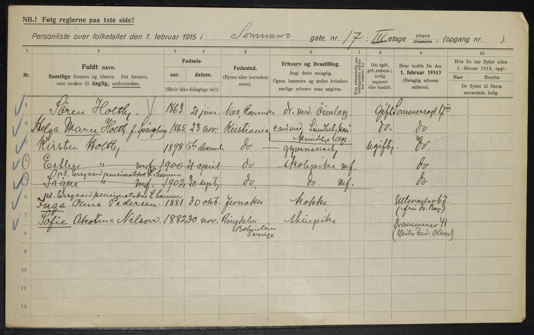 OBA, Municipal Census 1915 for Kristiania, 1915, p. 99606