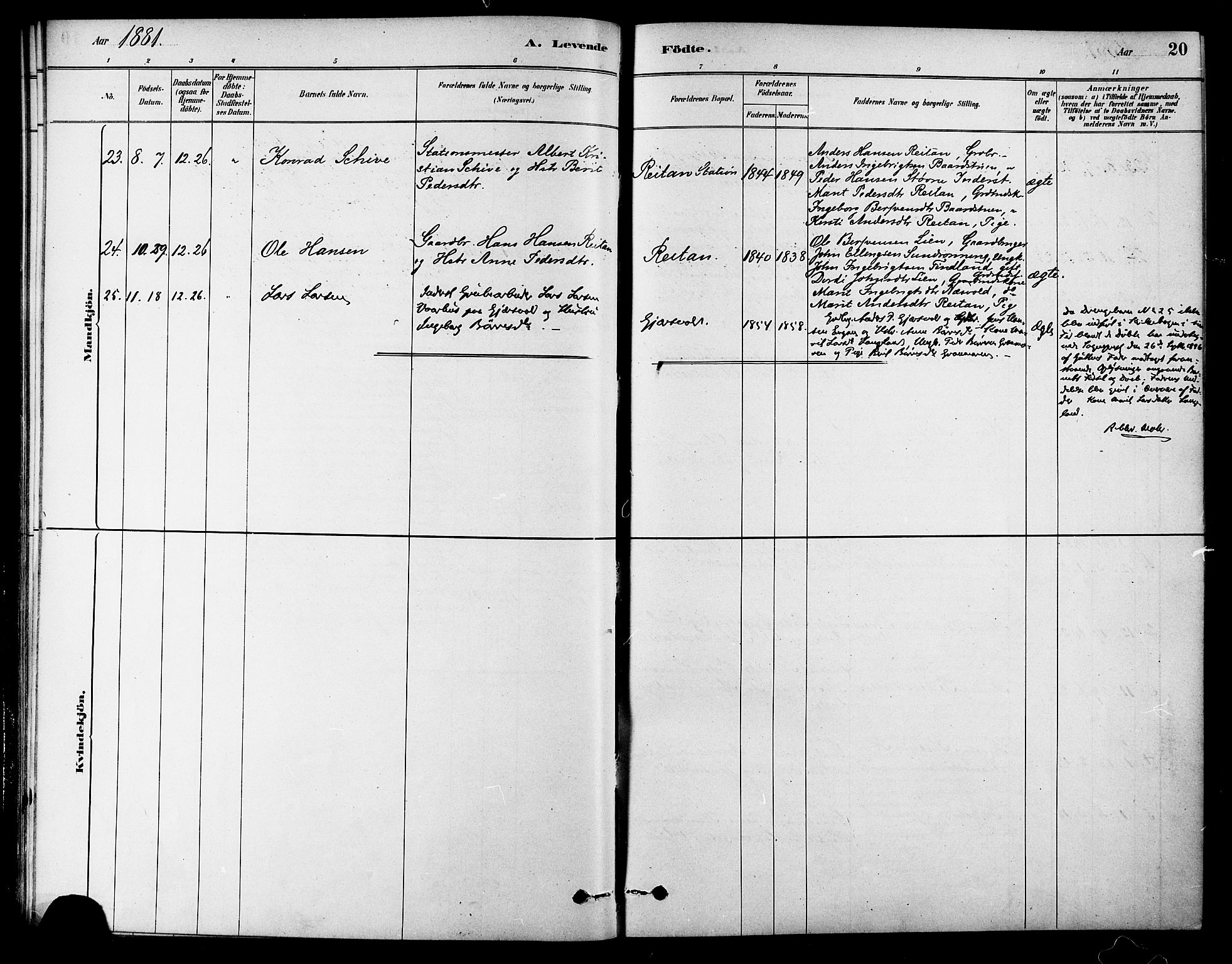 Ministerialprotokoller, klokkerbøker og fødselsregistre - Sør-Trøndelag, SAT/A-1456/686/L0983: Parish register (official) no. 686A01, 1879-1890, p. 20