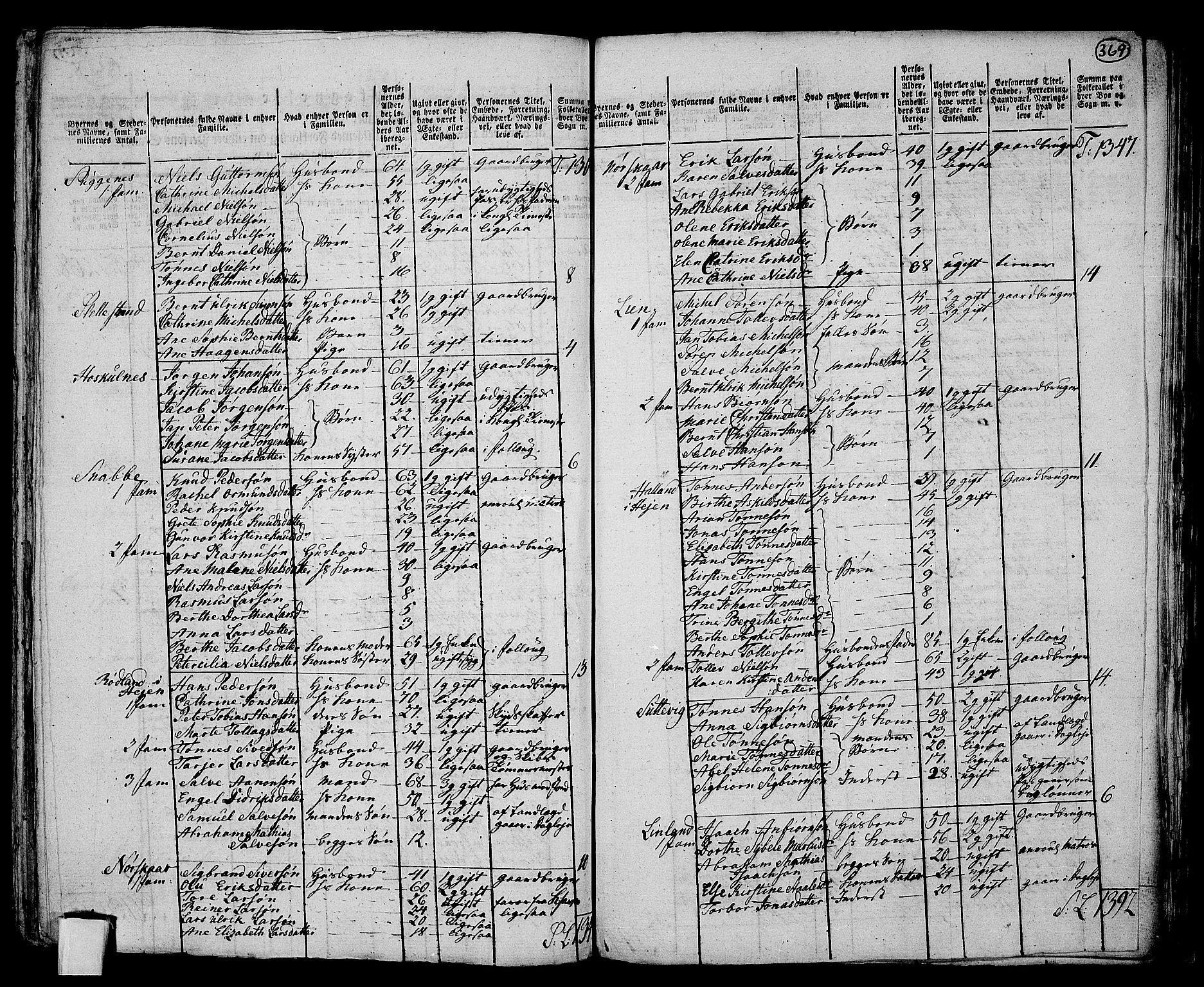 RA, 1801 census for 1041P Vanse, 1801, p. 368b-369a