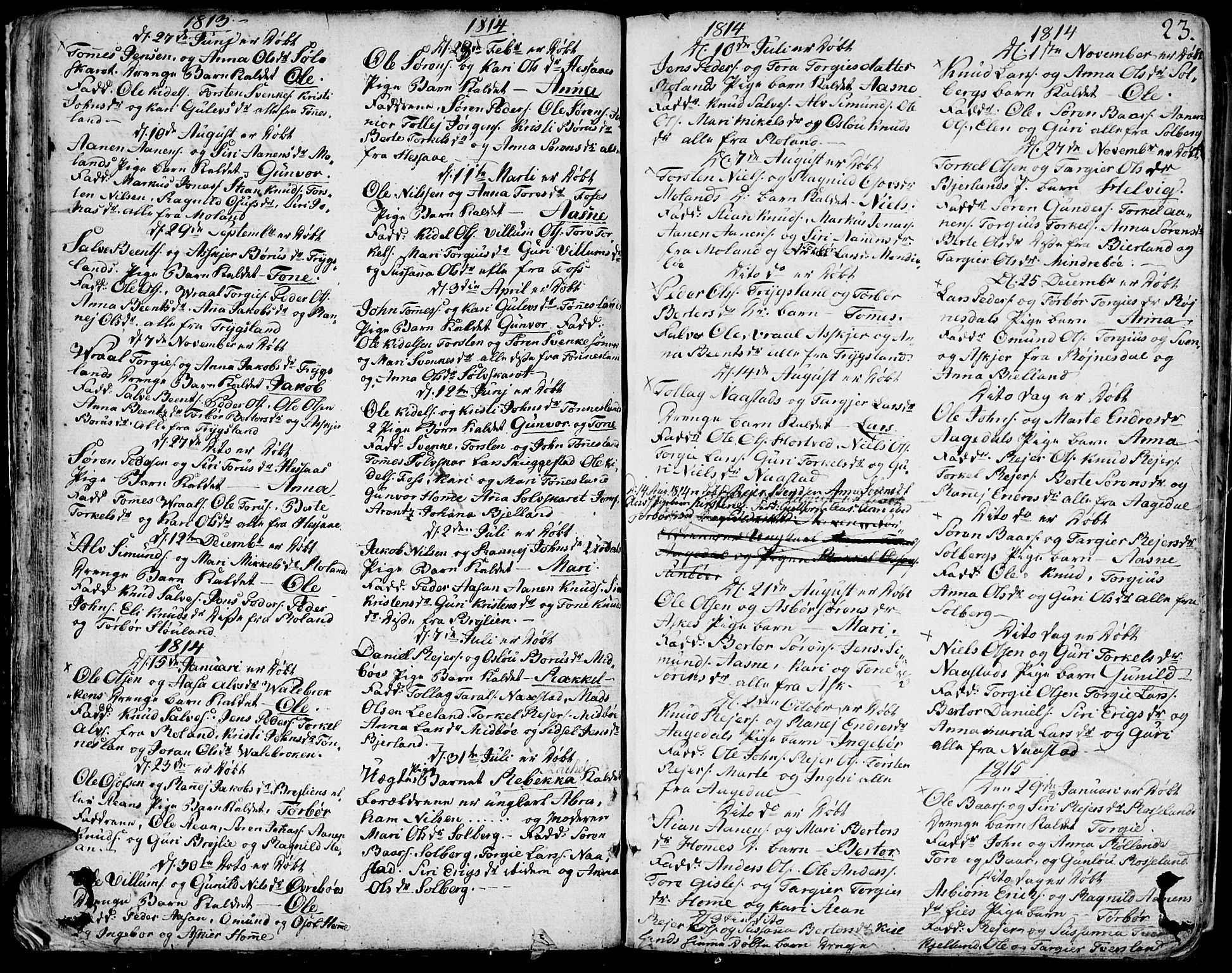 Bjelland sokneprestkontor, SAK/1111-0005/F/Fa/Faa/L0001: Parish register (official) no. A 1 /1, 1793-1815, p. 23