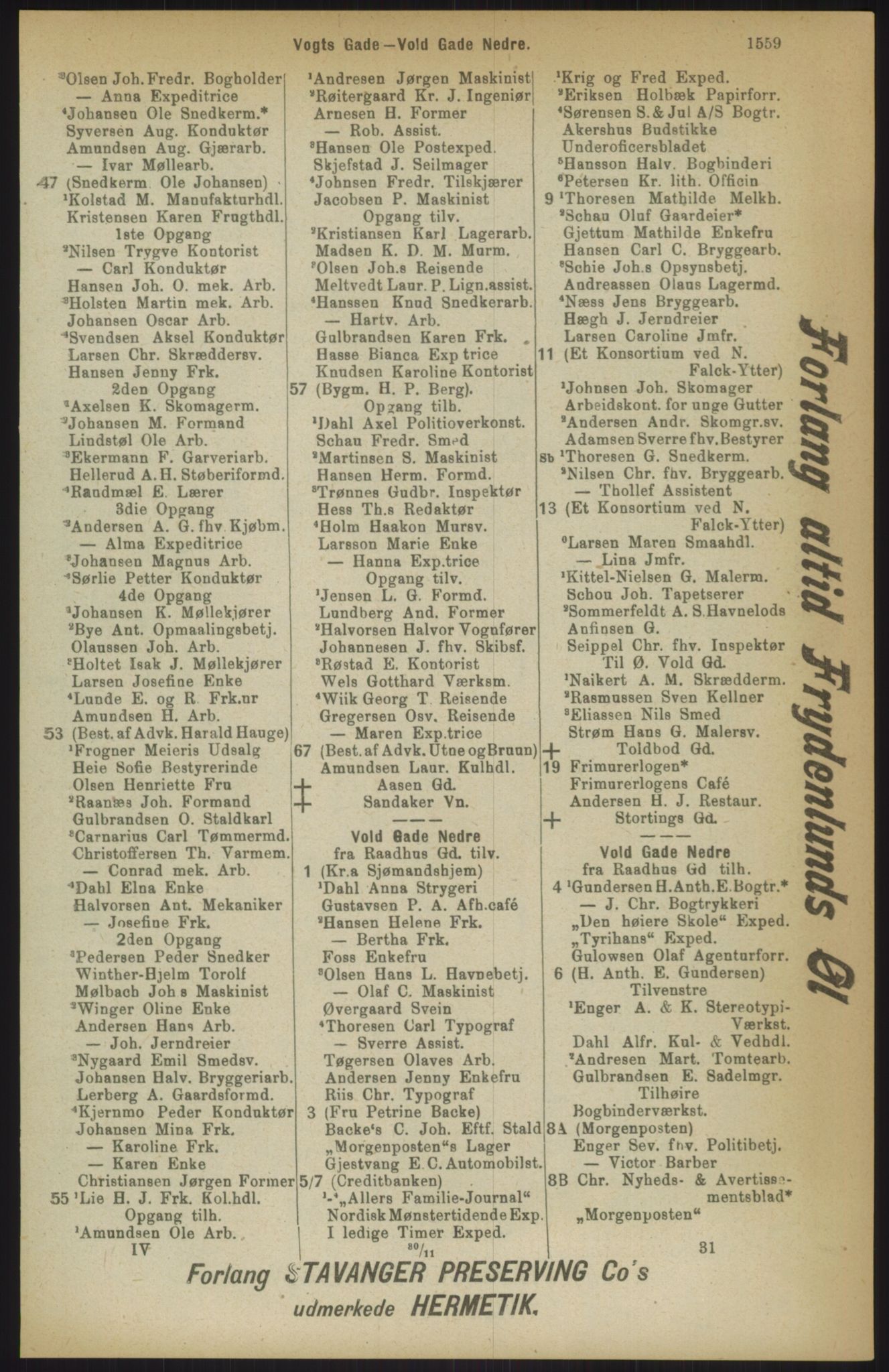 Kristiania/Oslo adressebok, PUBL/-, 1911, p. 1559