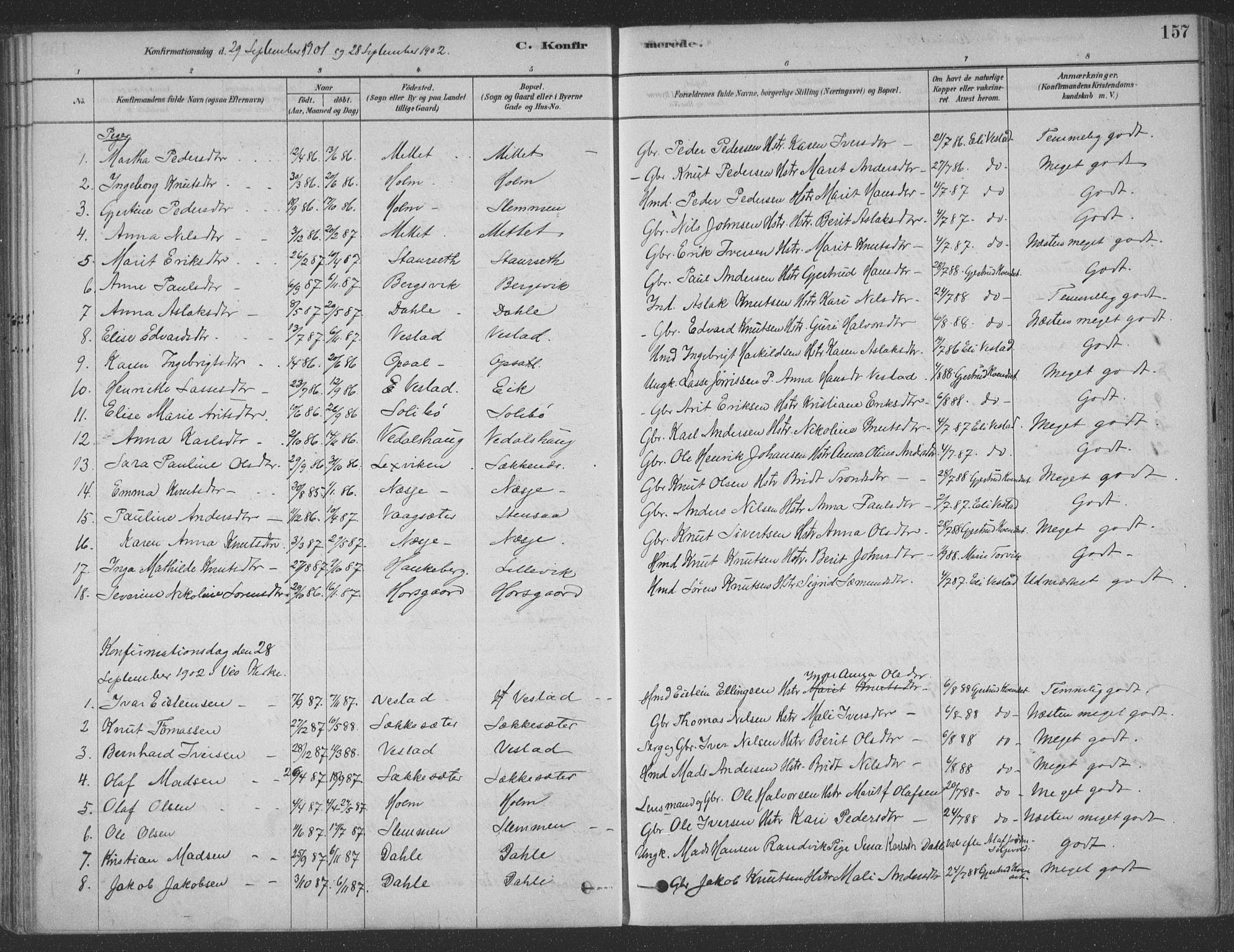 Ministerialprotokoller, klokkerbøker og fødselsregistre - Møre og Romsdal, SAT/A-1454/547/L0604: Parish register (official) no. 547A06, 1878-1906, p. 157