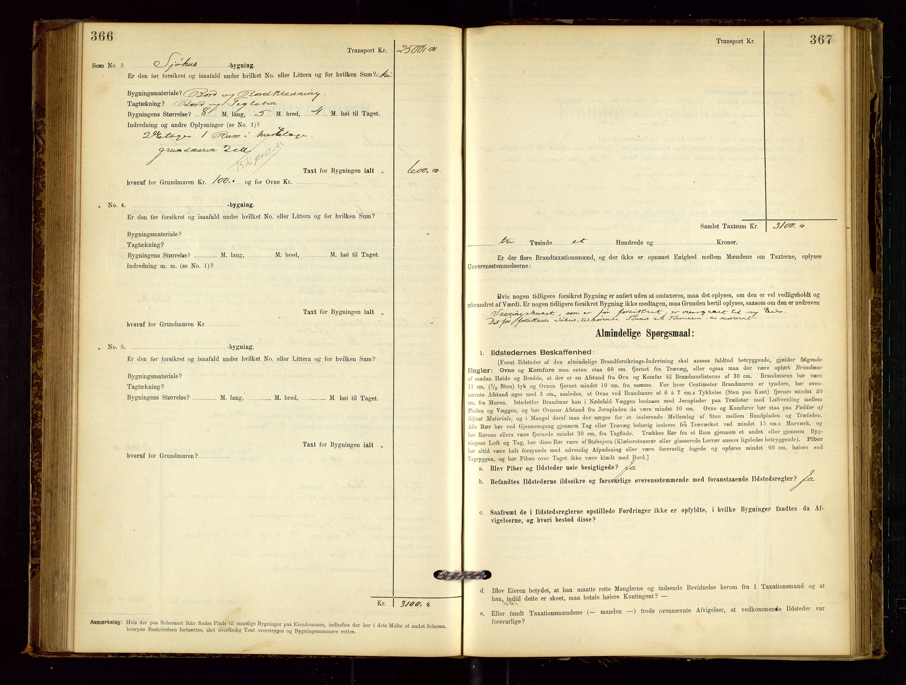 Sokndal lensmannskontor, AV/SAST-A-100417/Gob/L0001: "Brandtaxt-Protokol", 1895-1902, p. 366-367