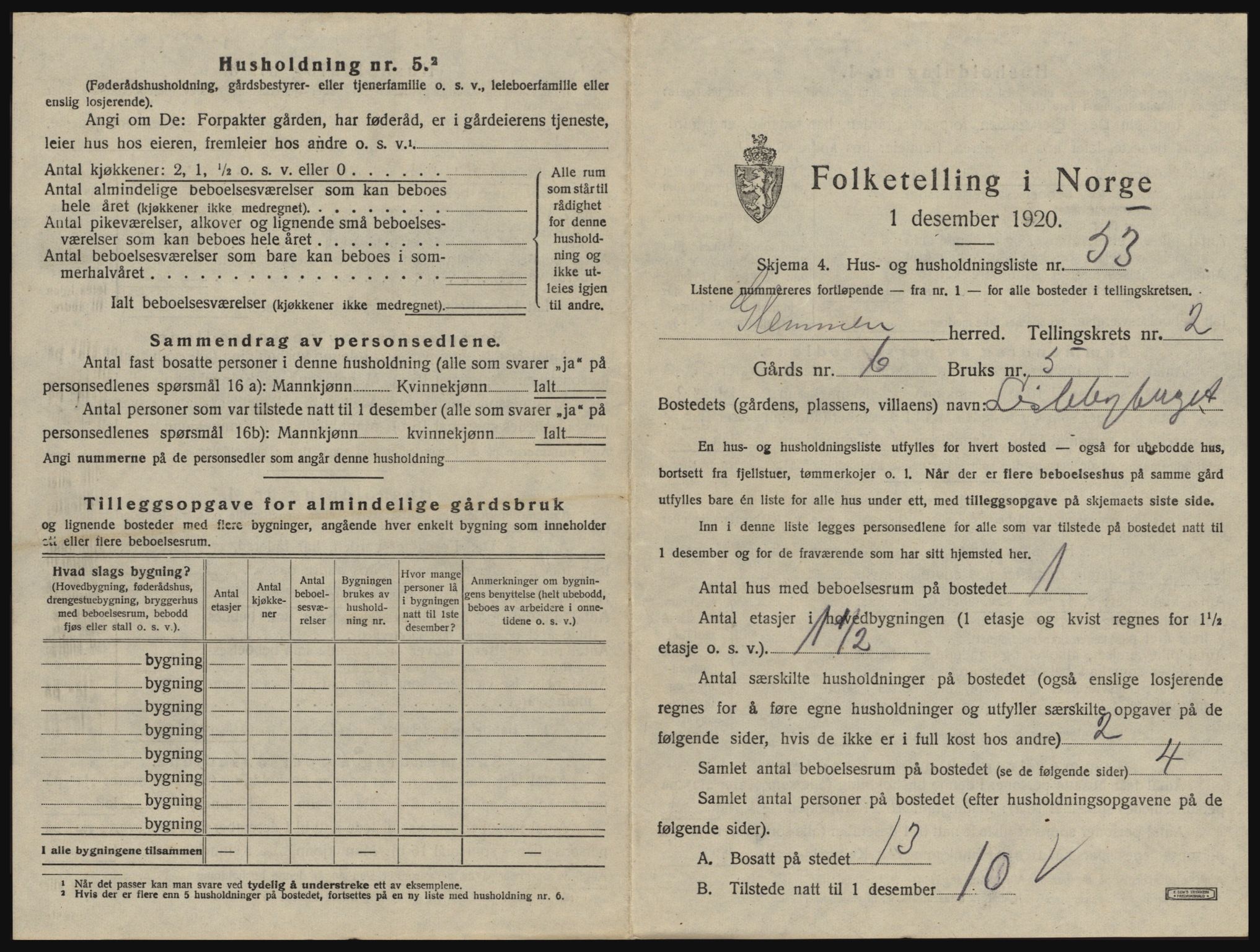 SAO, 1920 census for Glemmen, 1920, p. 303