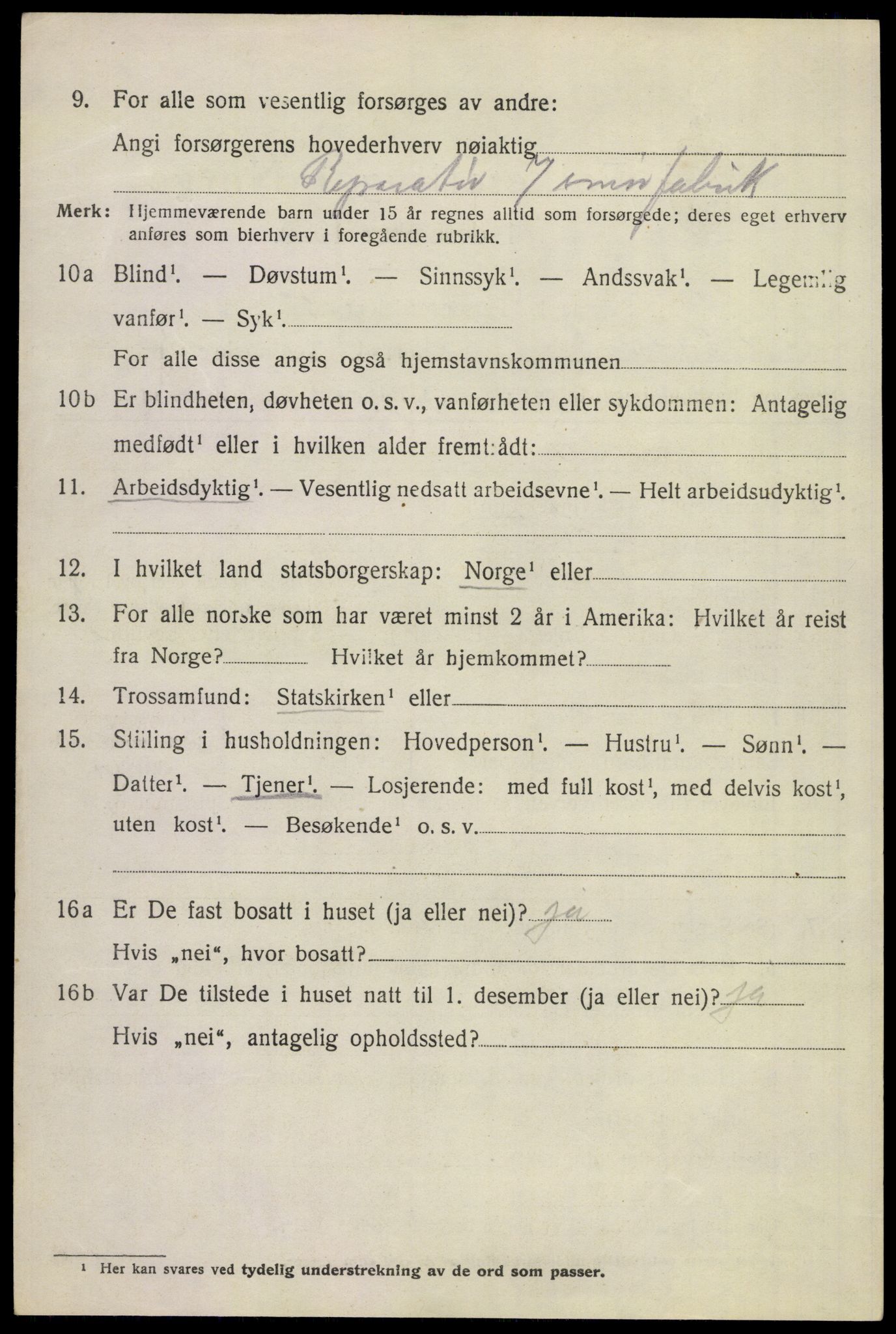 SAKO, 1920 census for Sem, 1920, p. 9586