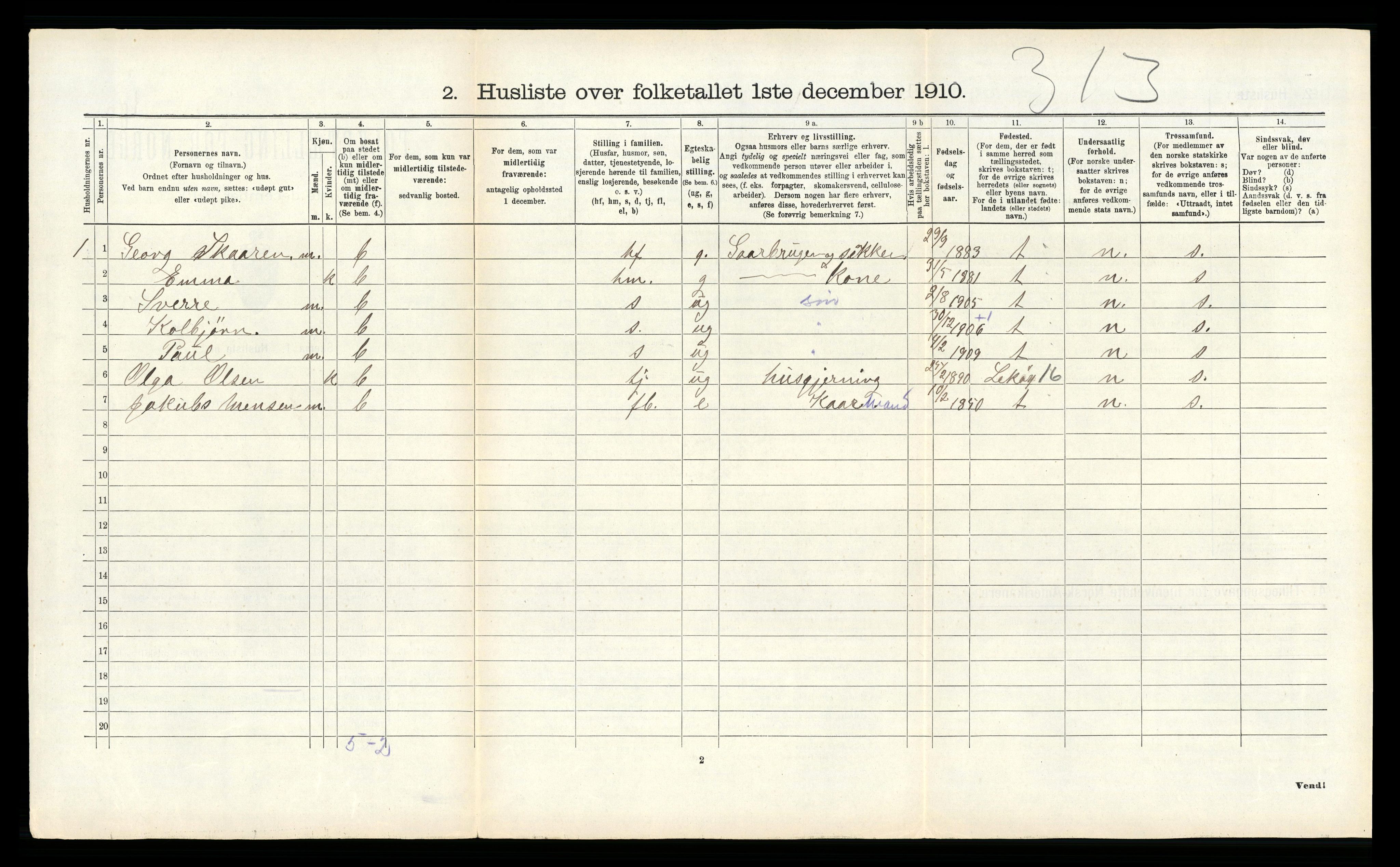 RA, 1910 census for Vik, 1910, p. 143