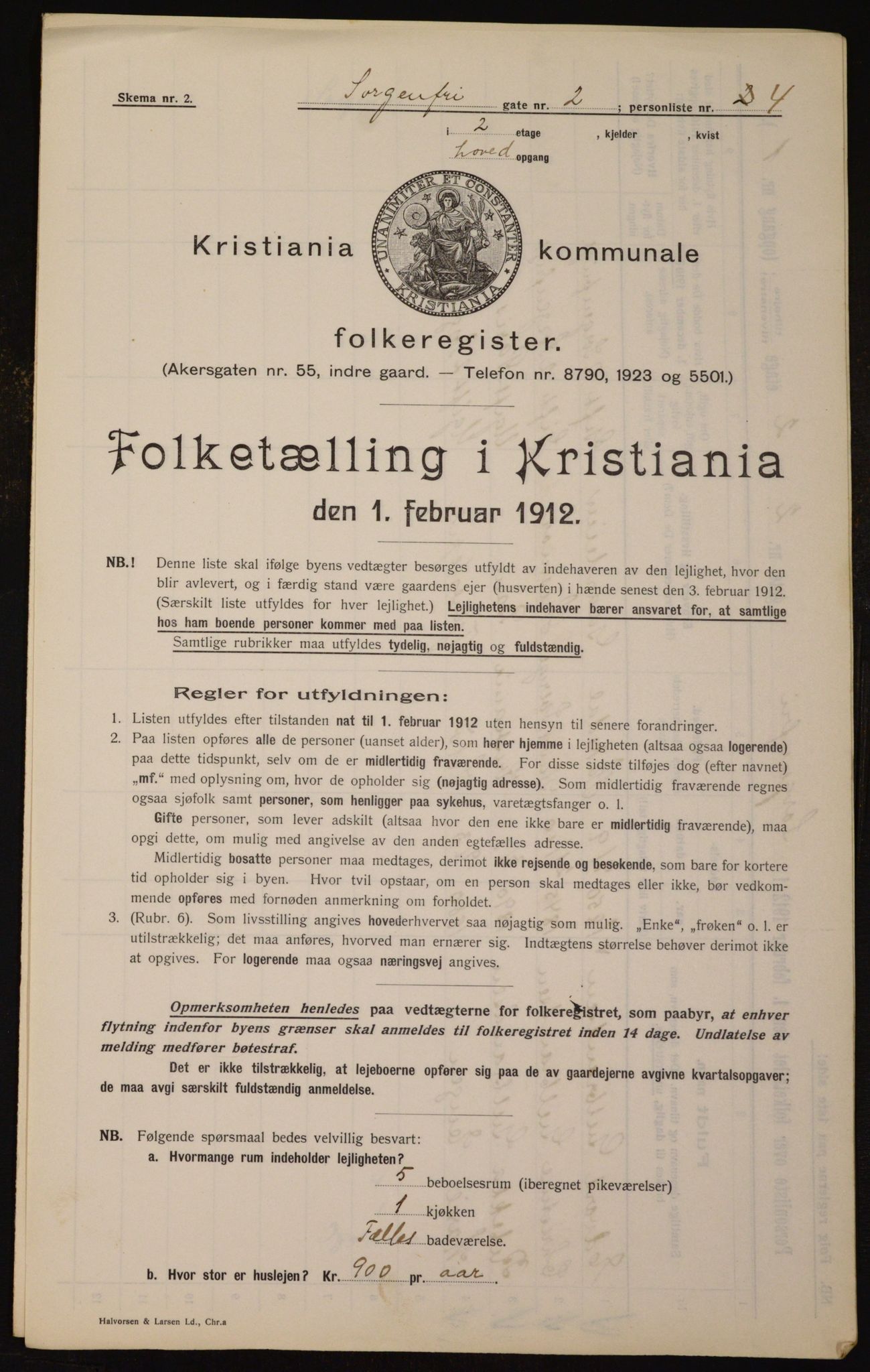 OBA, Municipal Census 1912 for Kristiania, 1912, p. 100095