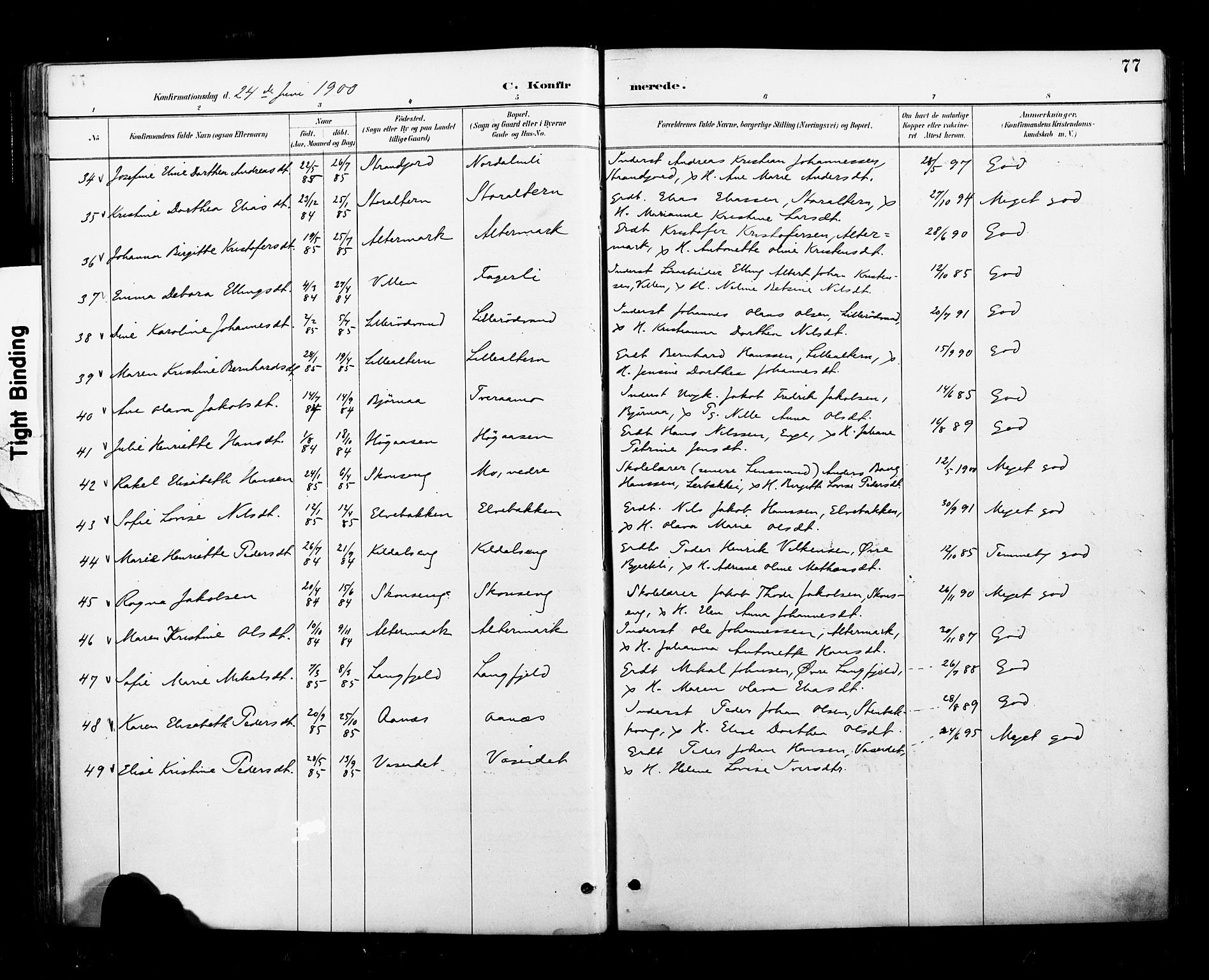 Ministerialprotokoller, klokkerbøker og fødselsregistre - Nordland, AV/SAT-A-1459/827/L0401: Parish register (official) no. 827A13, 1887-1905, p. 77