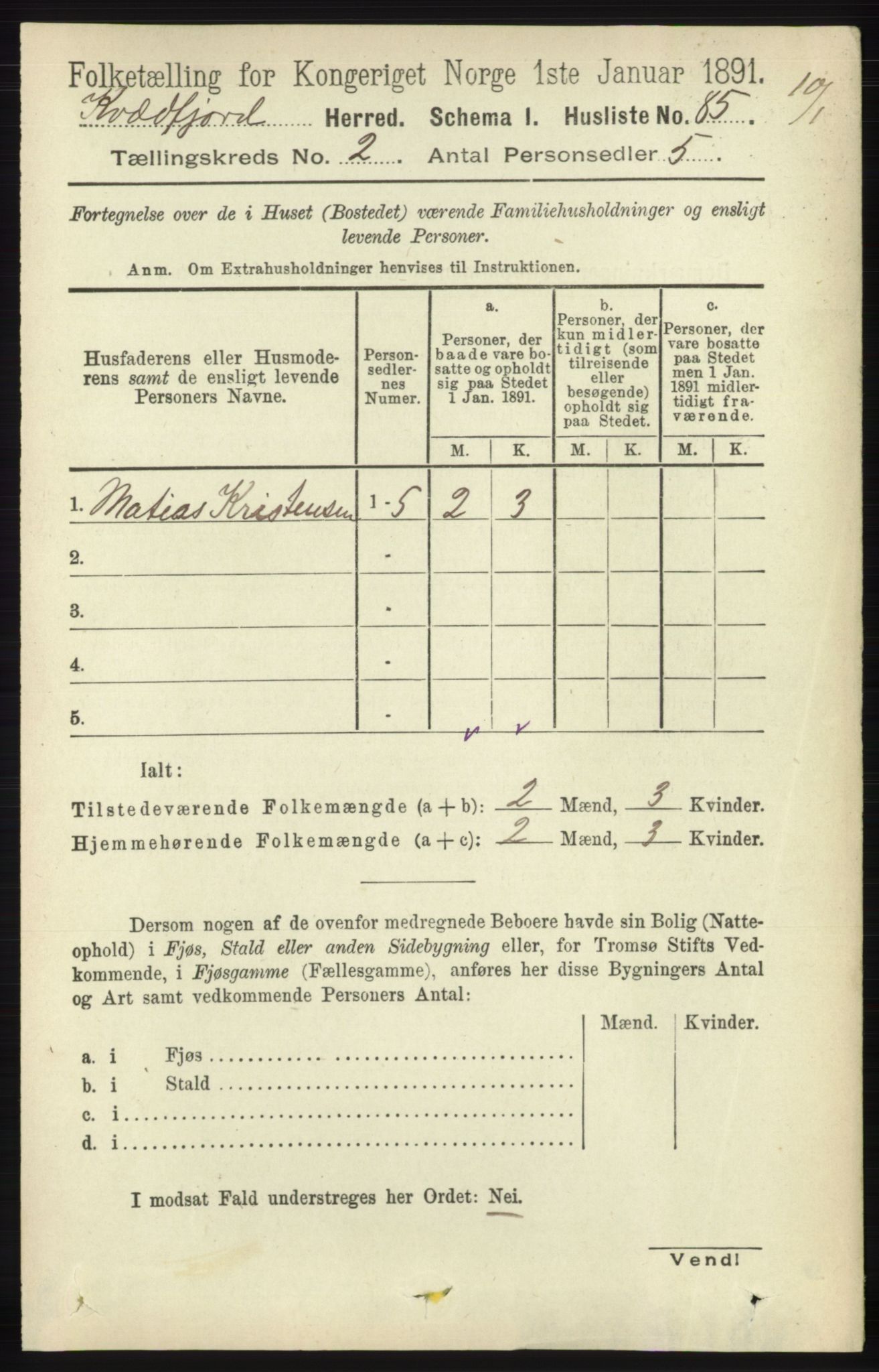 RA, 1891 census for 1911 Kvæfjord, 1891, p. 712
