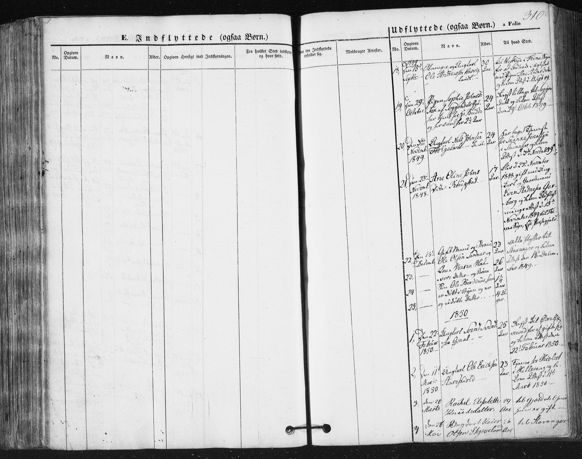 Høyland sokneprestkontor, AV/SAST-A-101799/001/30BA/L0008: Parish register (official) no. A 8, 1841-1856, p. 310