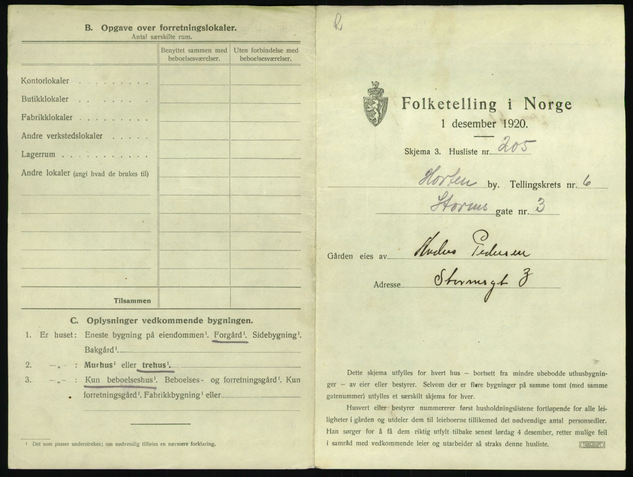 SAKO, 1920 census for Horten, 1920, p. 2391