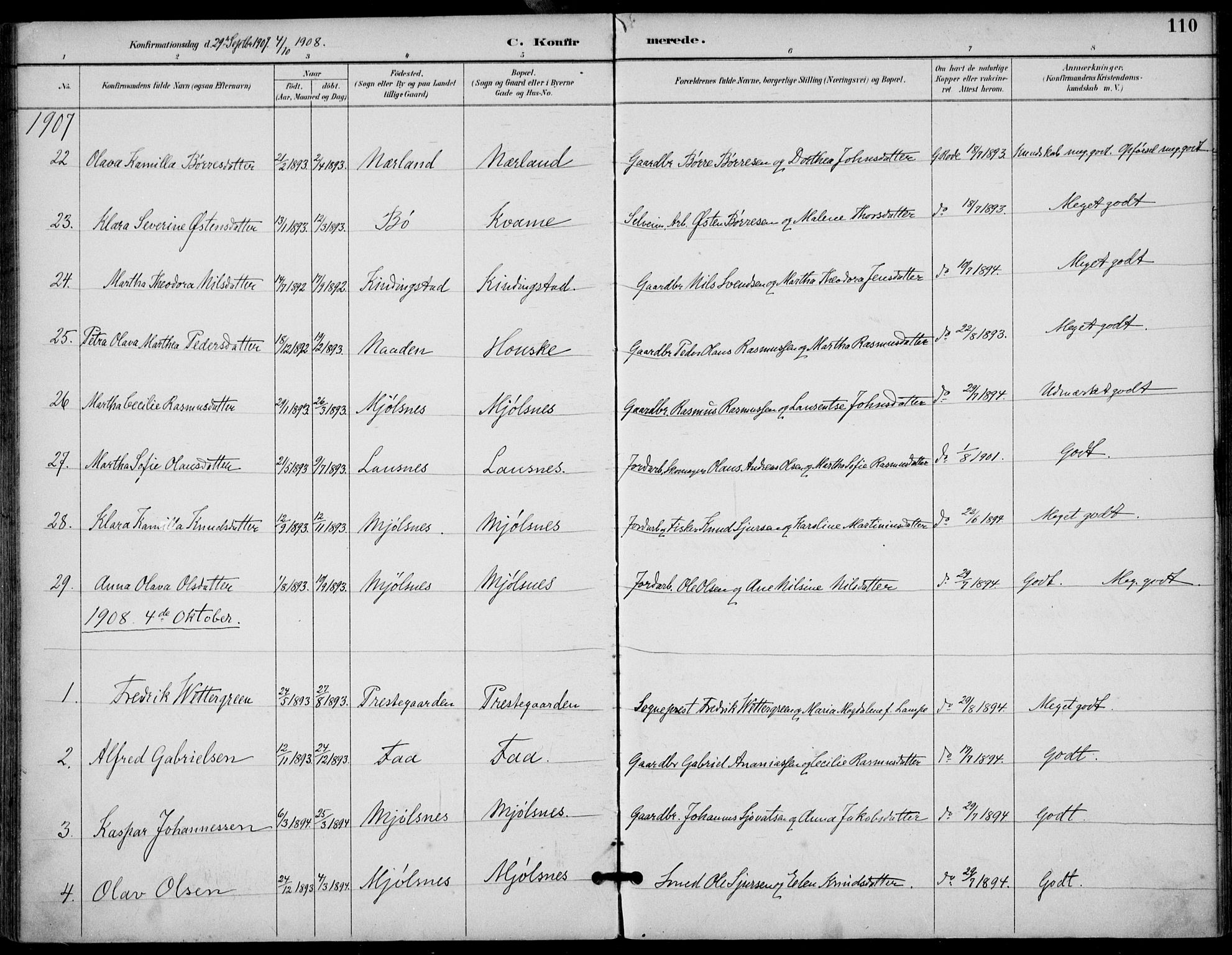 Finnøy sokneprestkontor, SAST/A-101825/H/Ha/Haa/L0011: Parish register (official) no. A 11, 1891-1910, p. 110