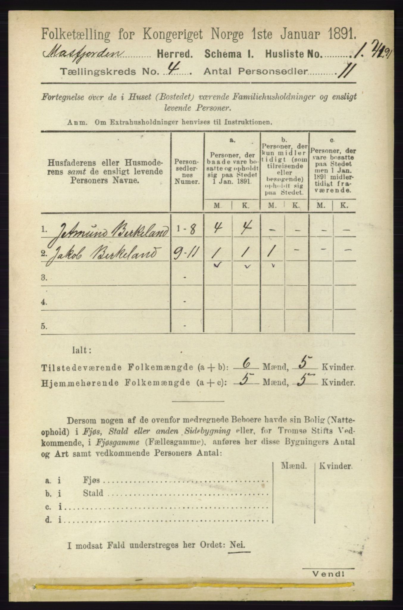 RA, 1891 census for 1266 Masfjorden, 1891, p. 723