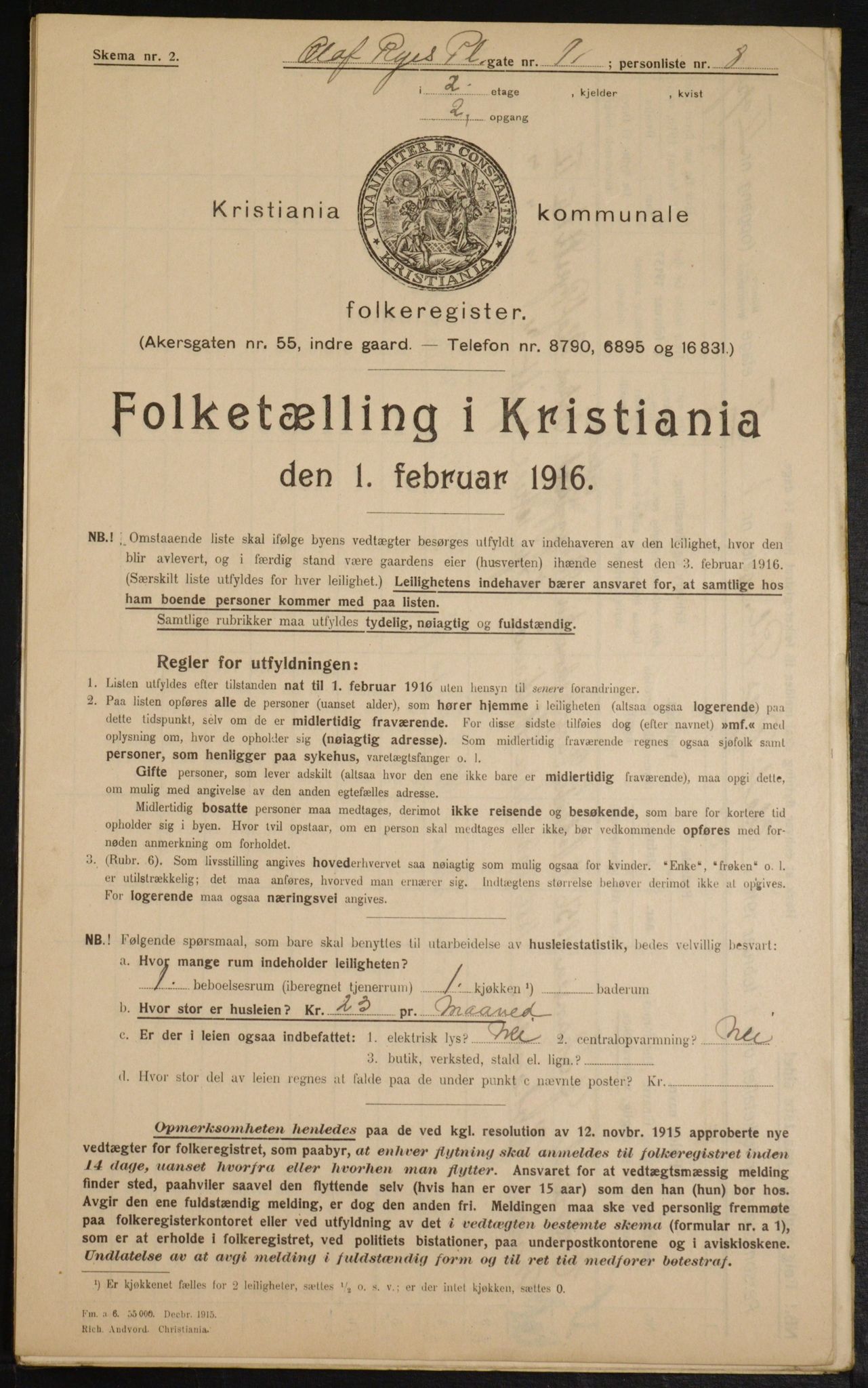 OBA, Municipal Census 1916 for Kristiania, 1916, p. 76858