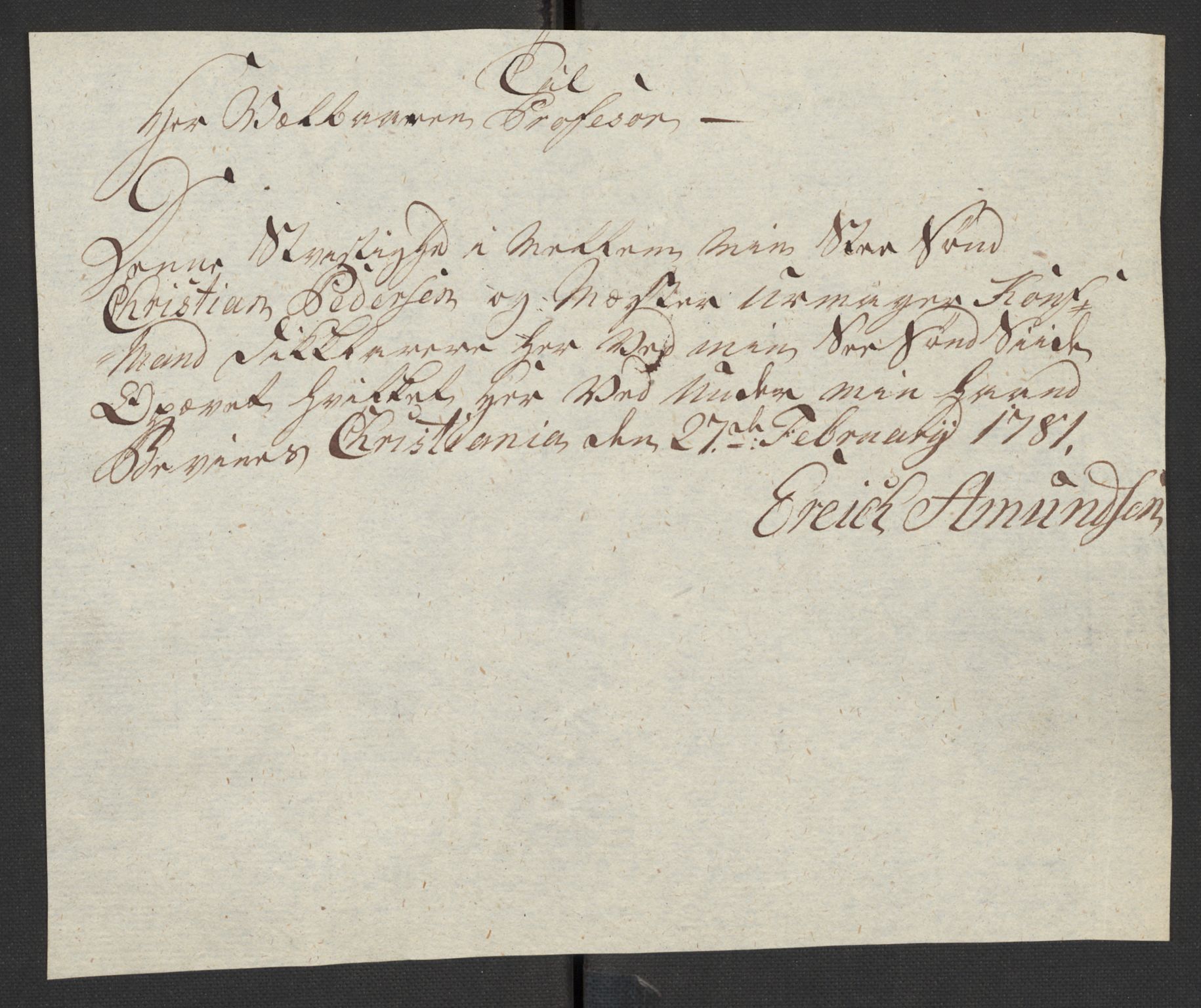 Oslo politidistrikt, AV/SAO-A-10085/D/Da/L0003: Innkomne brev, pro memoria m.v., 1781, p. 302