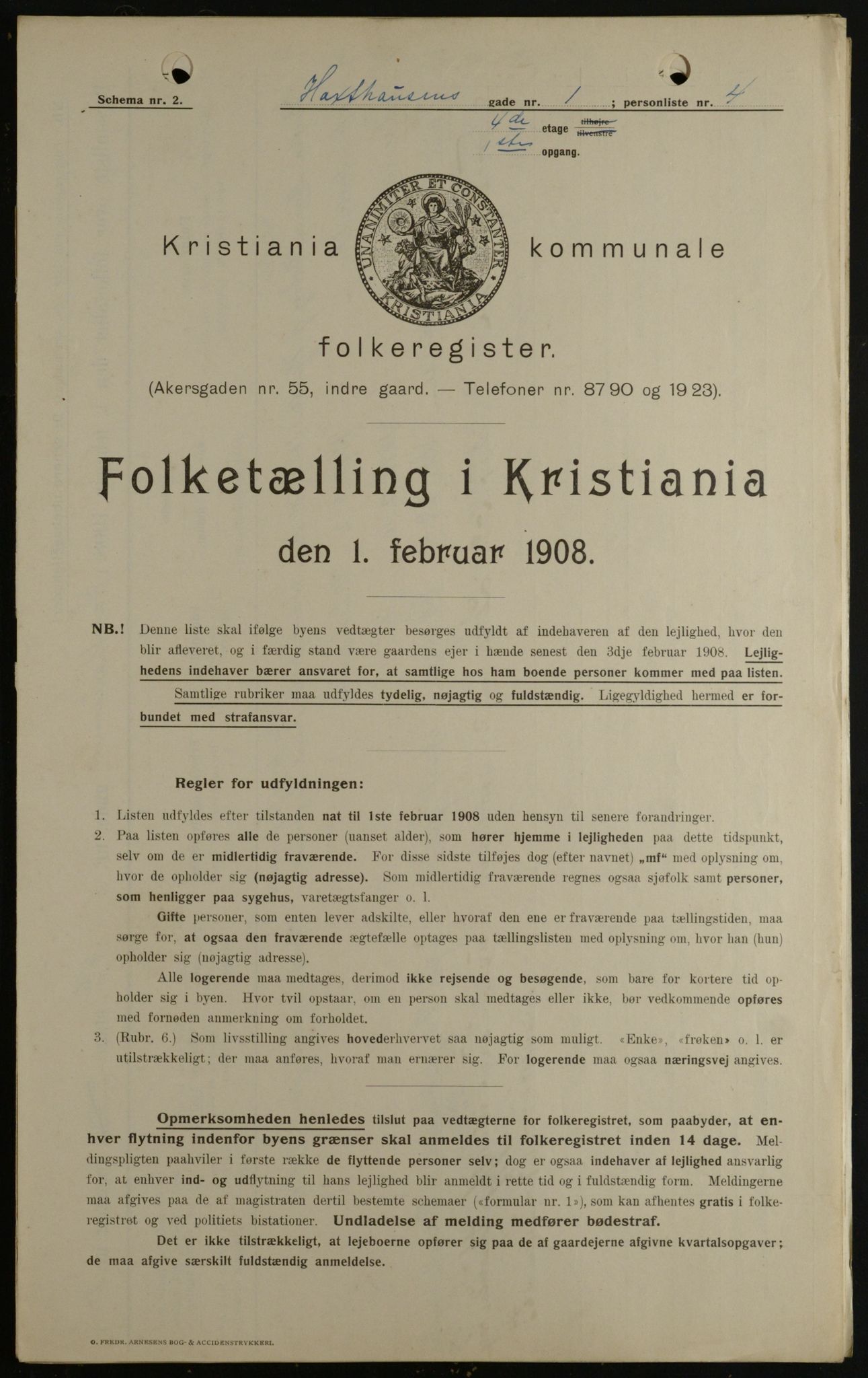 OBA, Municipal Census 1908 for Kristiania, 1908, p. 32020