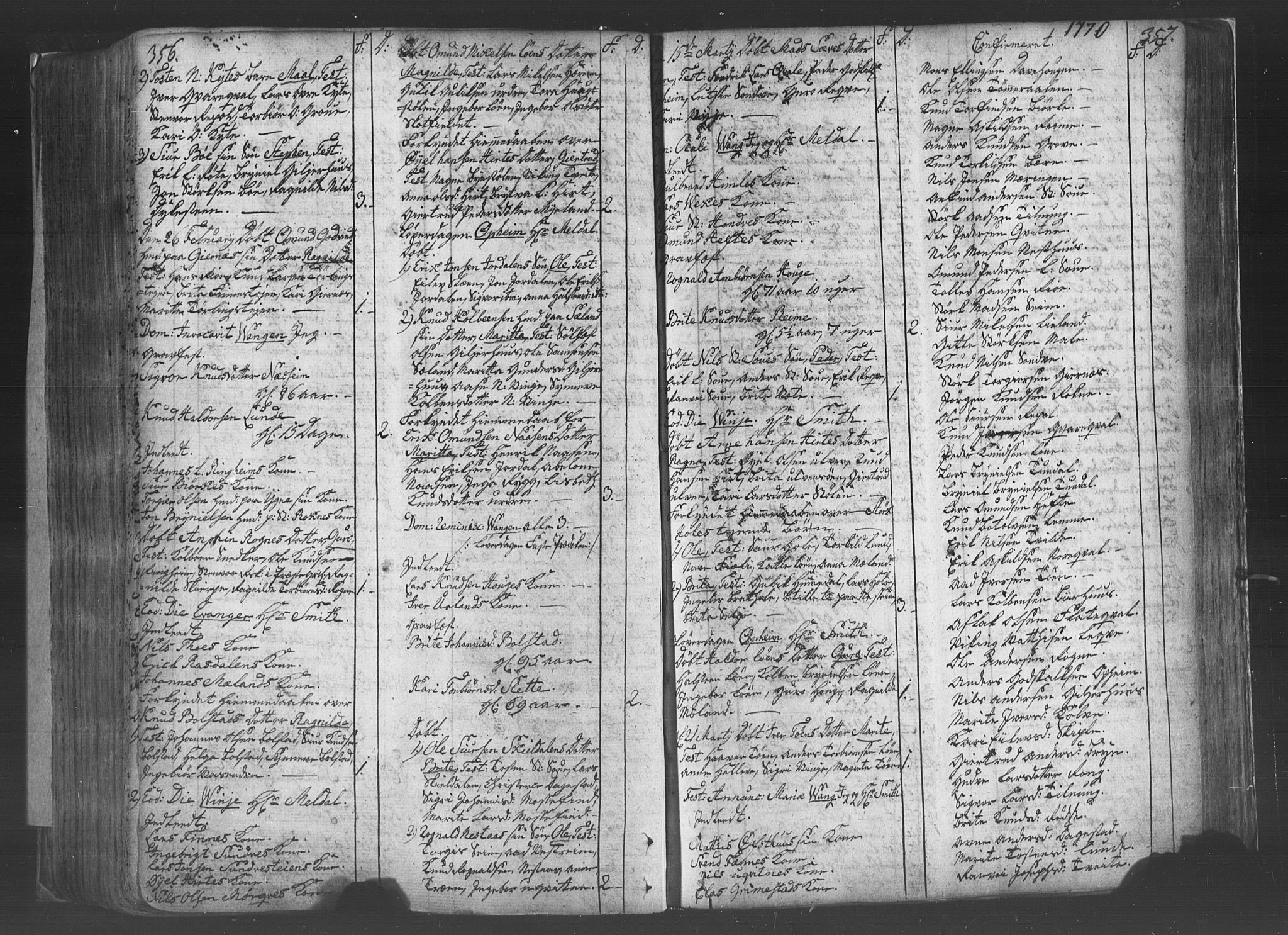 Voss sokneprestembete, SAB/A-79001/H/Haa: Parish register (official) no. A 8, 1752-1780, p. 356-357