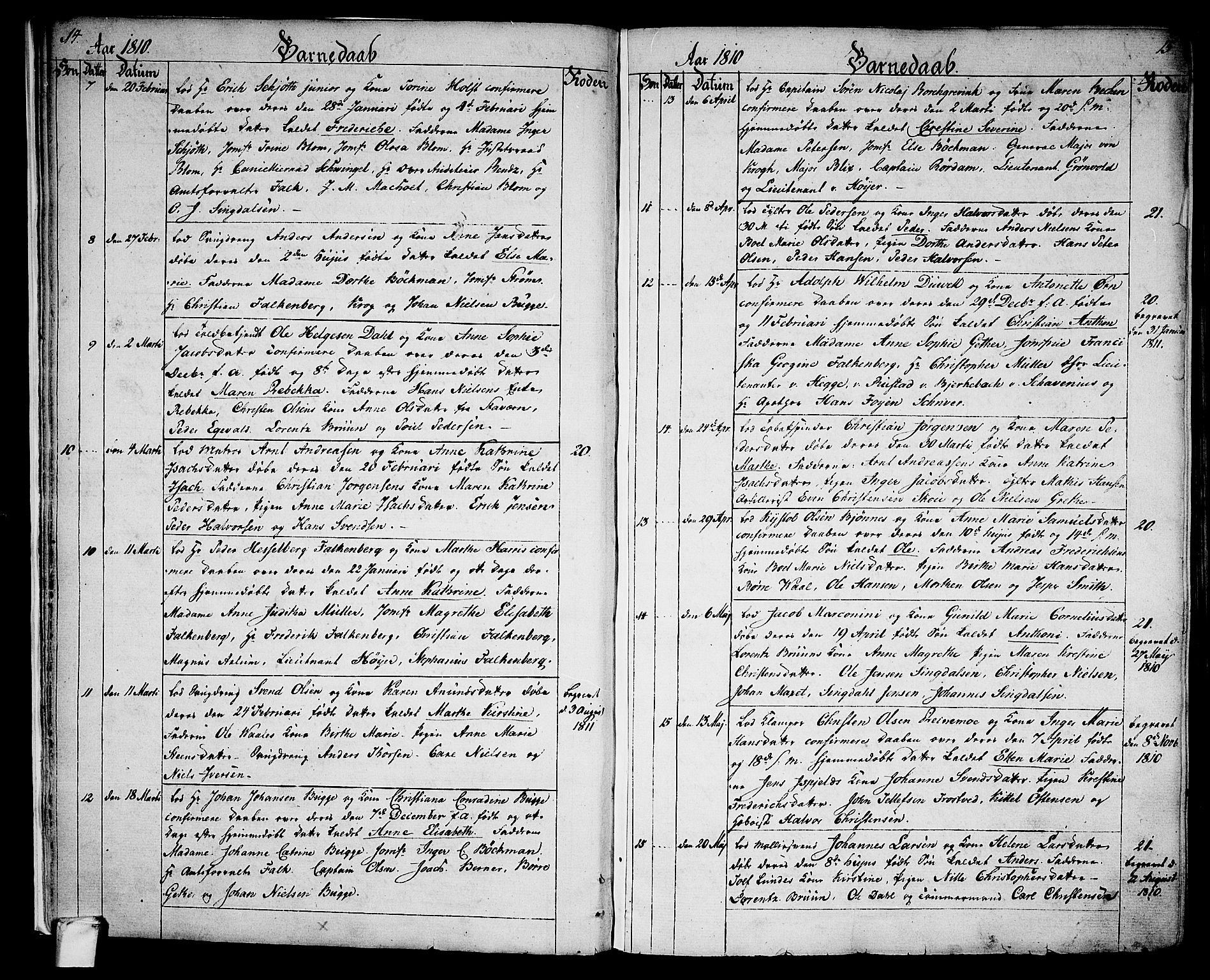 Larvik kirkebøker, SAKO/A-352/G/Ga/L0002: Parish register (copy) no. I 2, 1807-1830, p. 14-15
