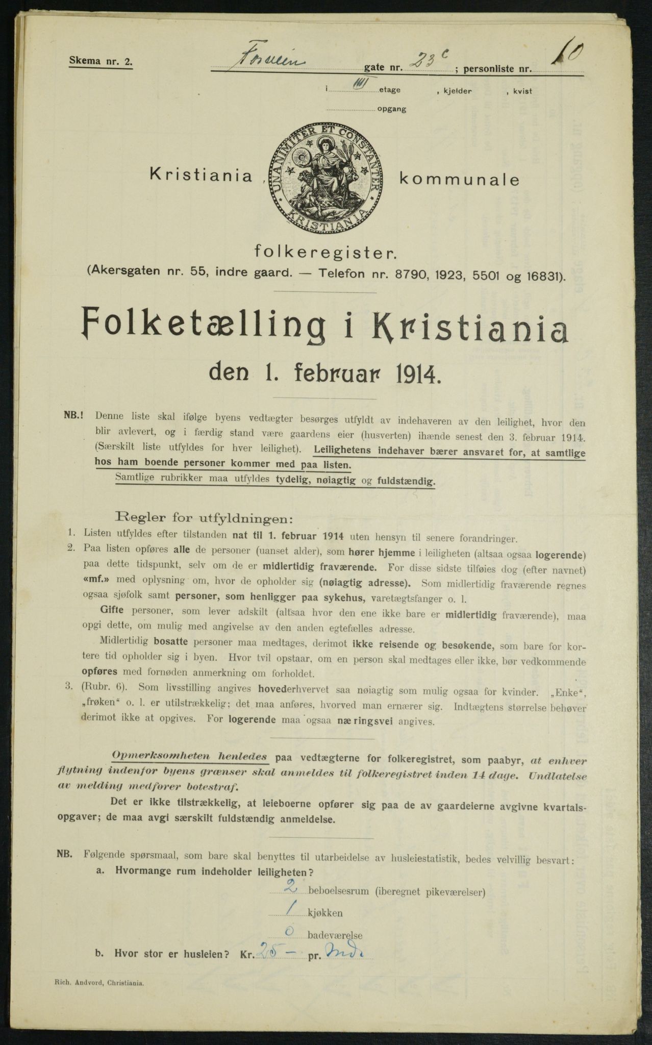 OBA, Municipal Census 1914 for Kristiania, 1914, p. 25439