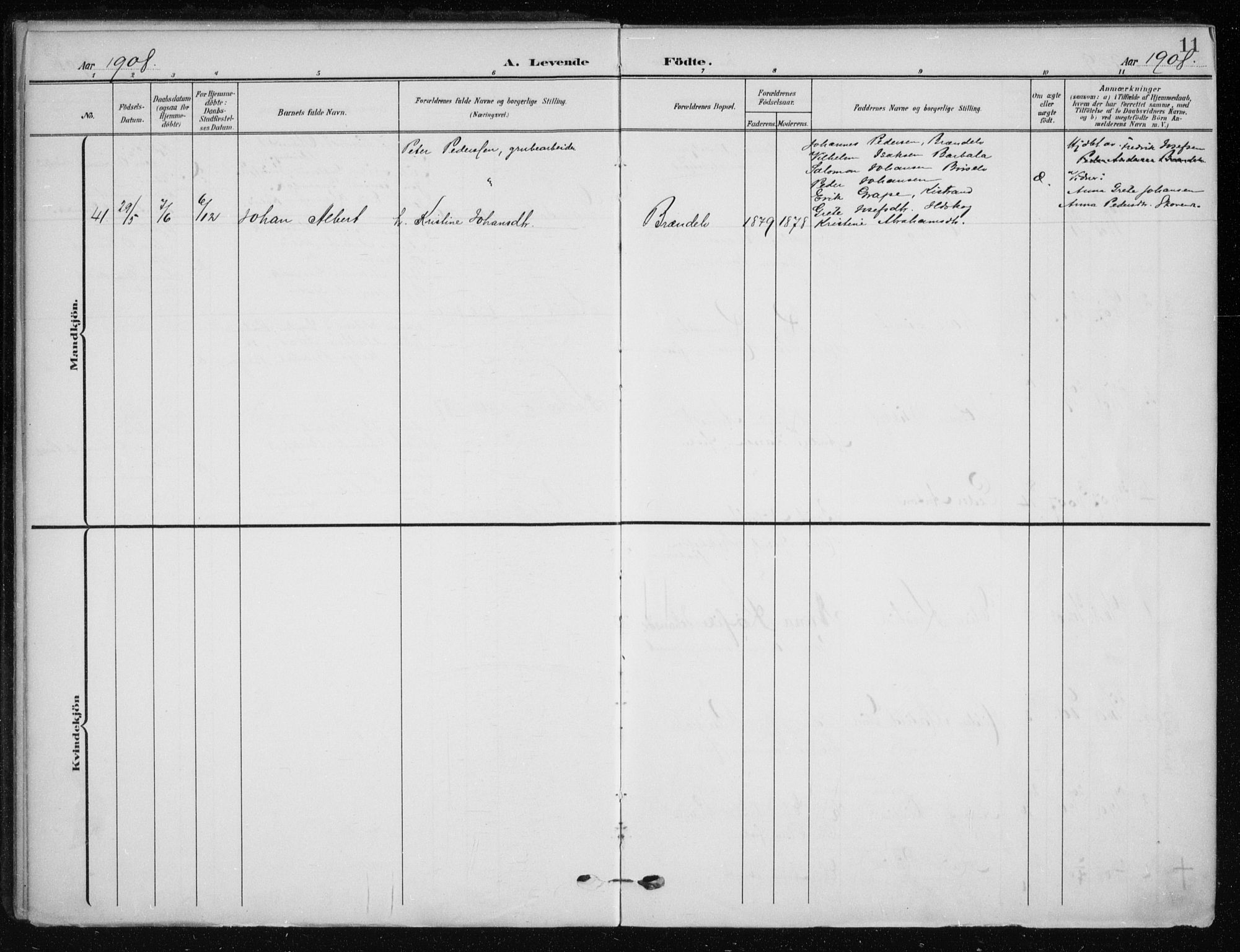 Kistrand/Porsanger sokneprestembete, AV/SATØ-S-1351/H/Ha/L0014.kirke: Parish register (official) no. 14, 1908-1917, p. 11