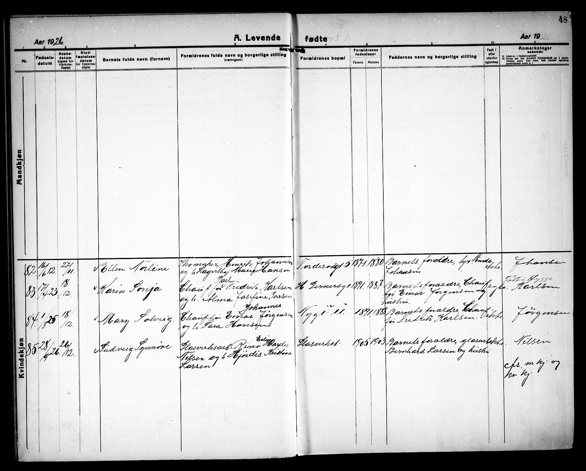 Moss prestekontor Kirkebøker, AV/SAO-A-2003/G/Ga/L0009: Parish register (copy) no. I 9, 1924-1937, p. 48