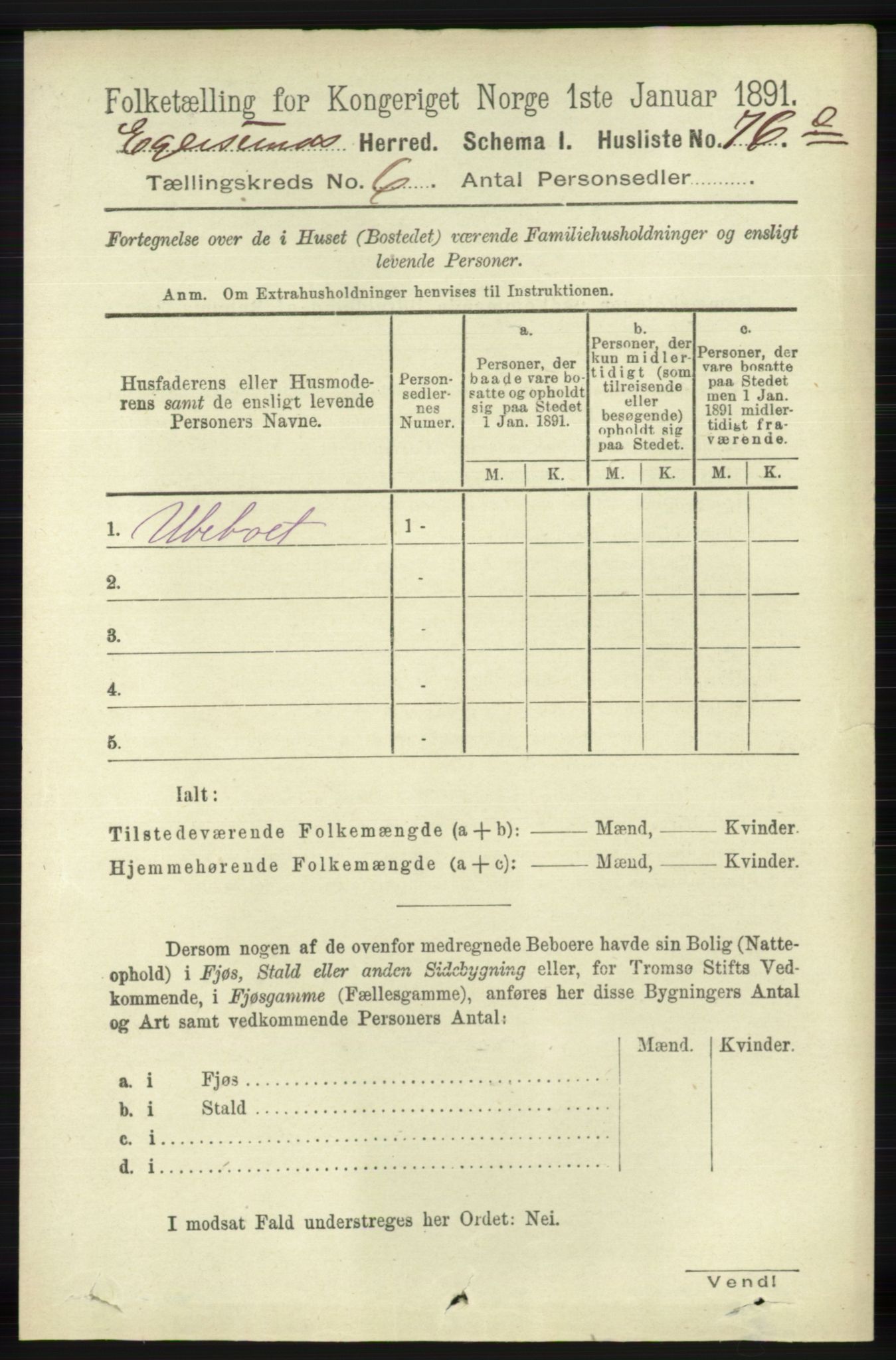 RA, 1891 census for 1116 Eigersund herred, 1891, p. 2271