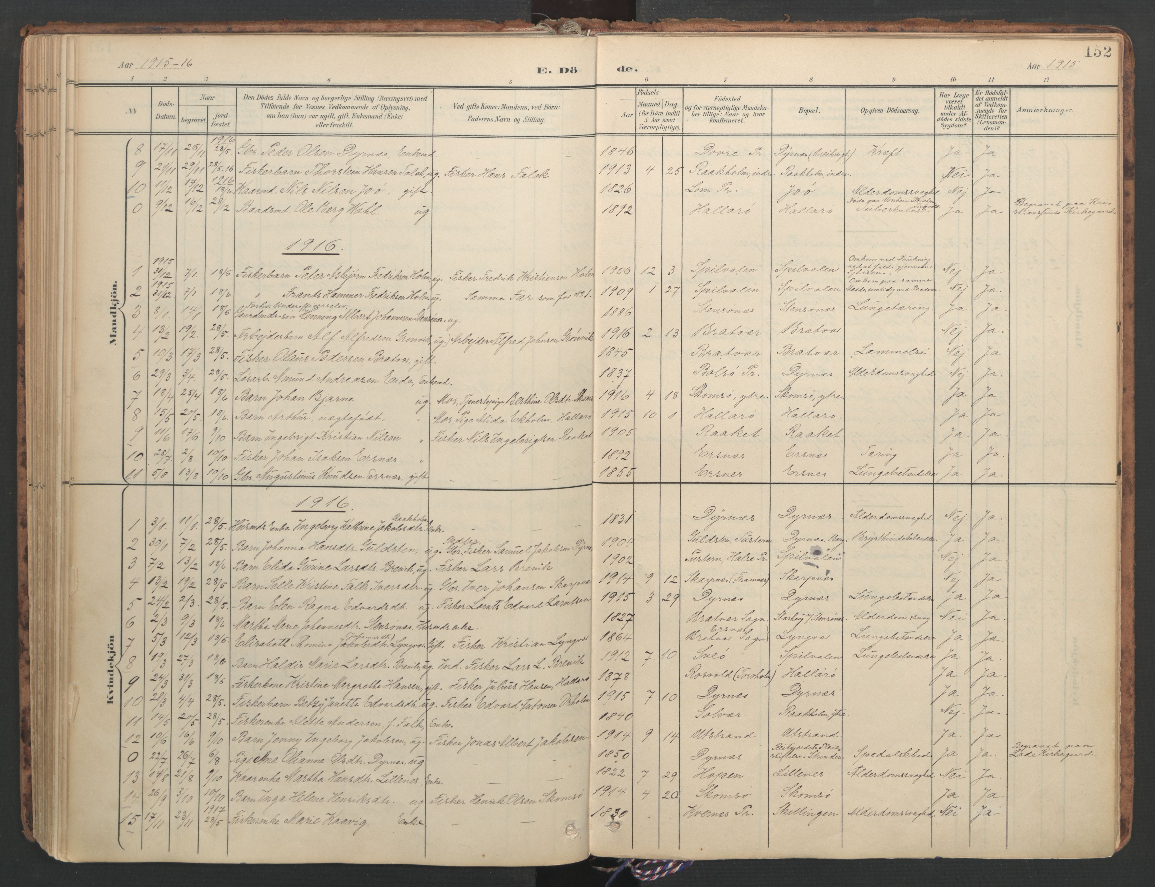 Ministerialprotokoller, klokkerbøker og fødselsregistre - Møre og Romsdal, SAT/A-1454/582/L0948: Parish register (official) no. 582A02, 1901-1922, p. 152