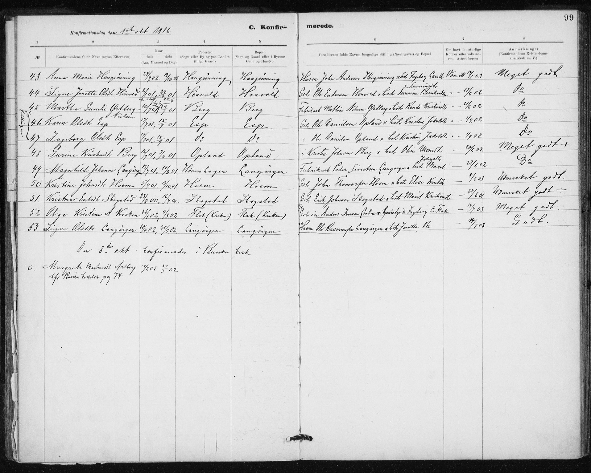 Ministerialprotokoller, klokkerbøker og fødselsregistre - Sør-Trøndelag, SAT/A-1456/612/L0381: Parish register (official) no. 612A13, 1907-1923, p. 99