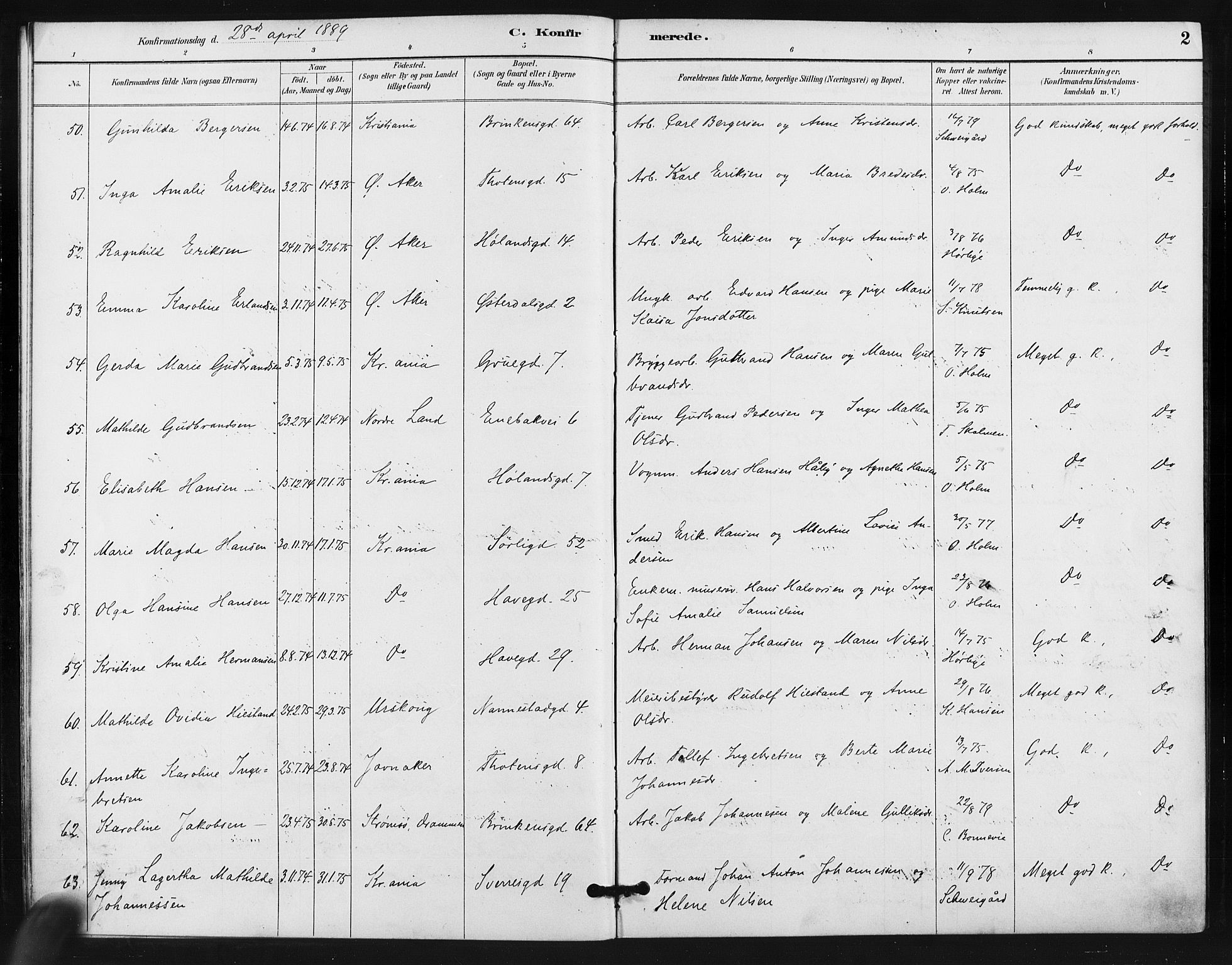 Kampen prestekontor Kirkebøker, AV/SAO-A-10853/F/Fa/L0006: Parish register (official) no. I 6, 1889-1896, p. 2