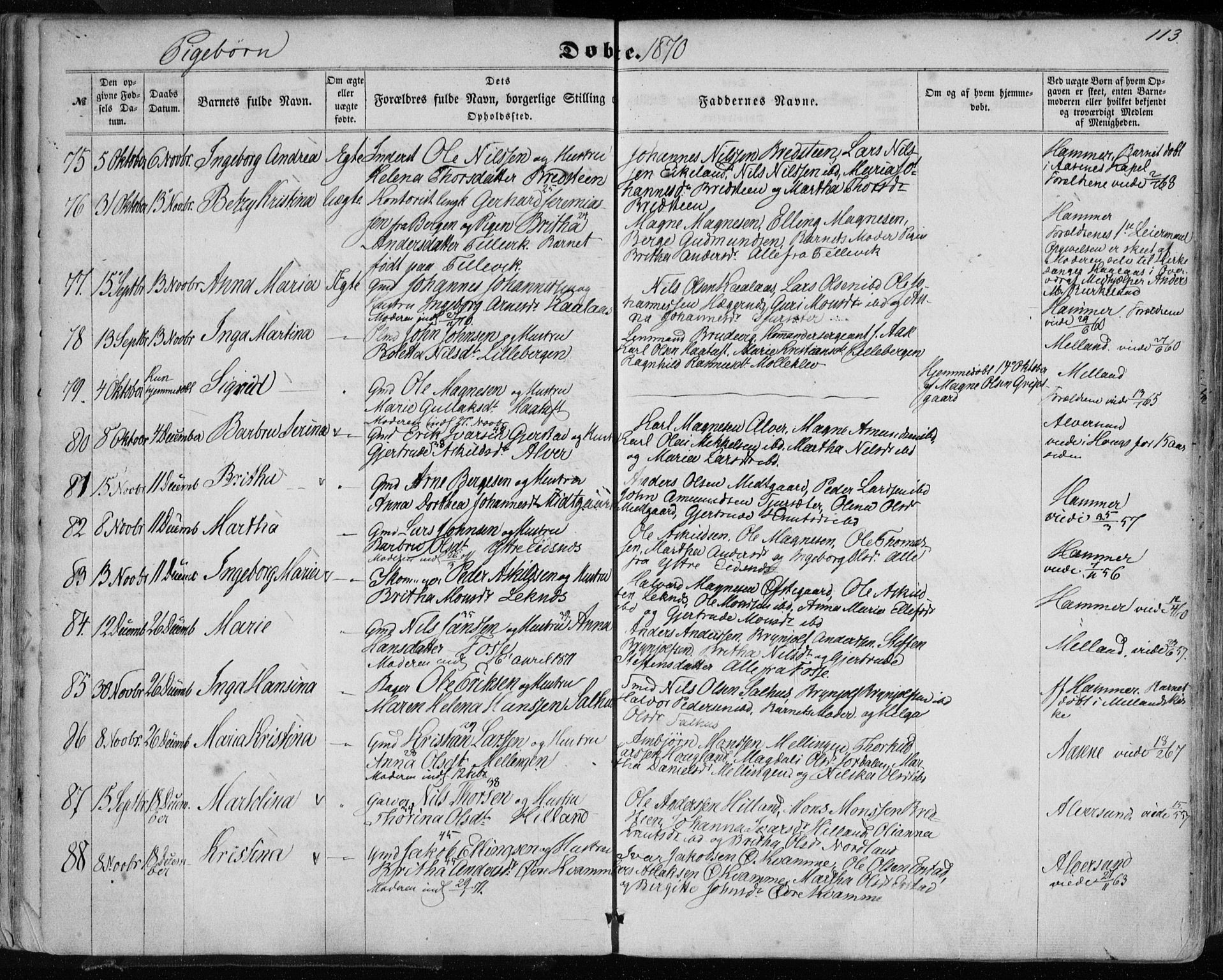 Hamre sokneprestembete, SAB/A-75501/H/Ha/Haa/Haaa/L0014: Parish register (official) no. A 14, 1858-1872, p. 113