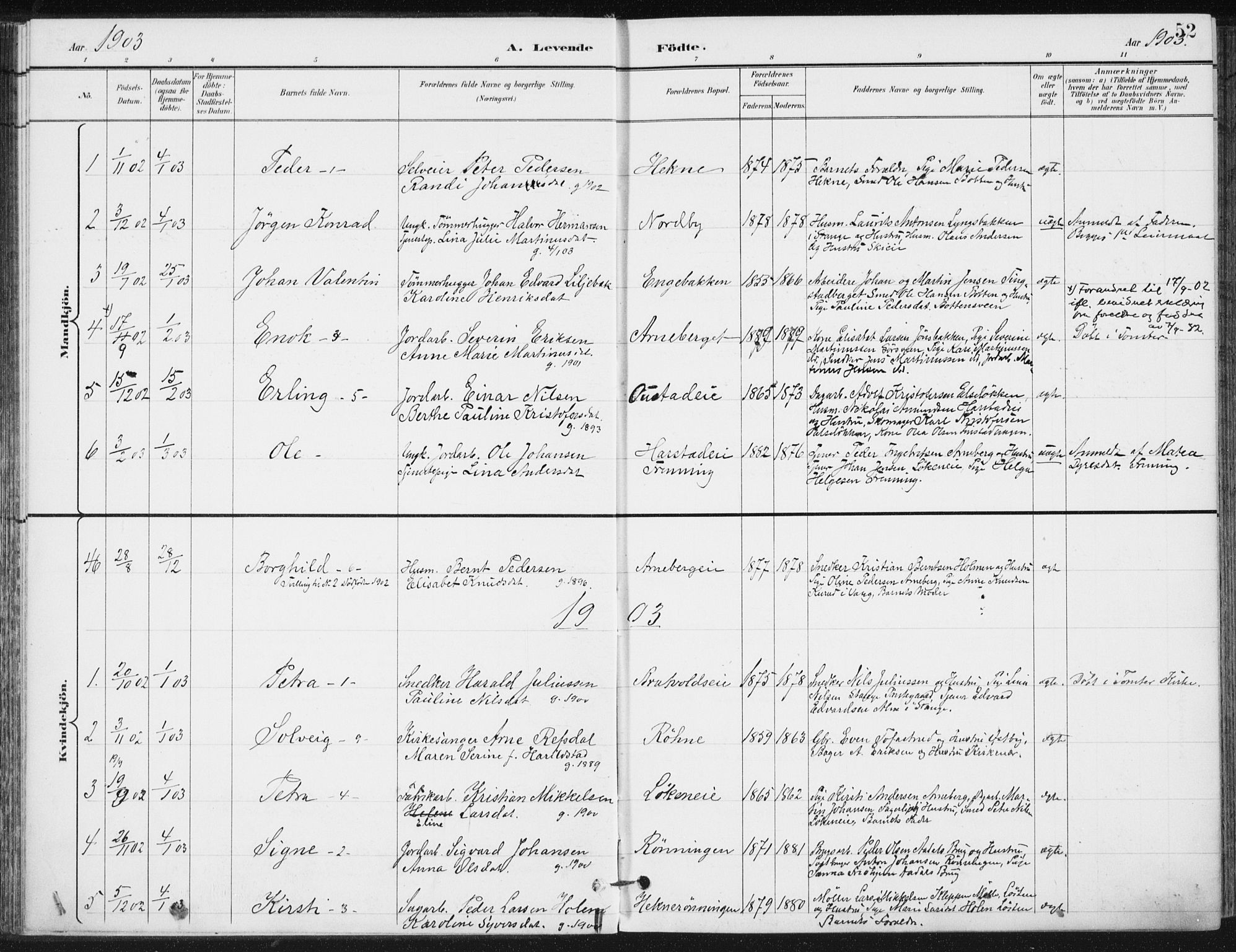 Romedal prestekontor, AV/SAH-PREST-004/K/L0011: Parish register (official) no. 11, 1896-1912, p. 52