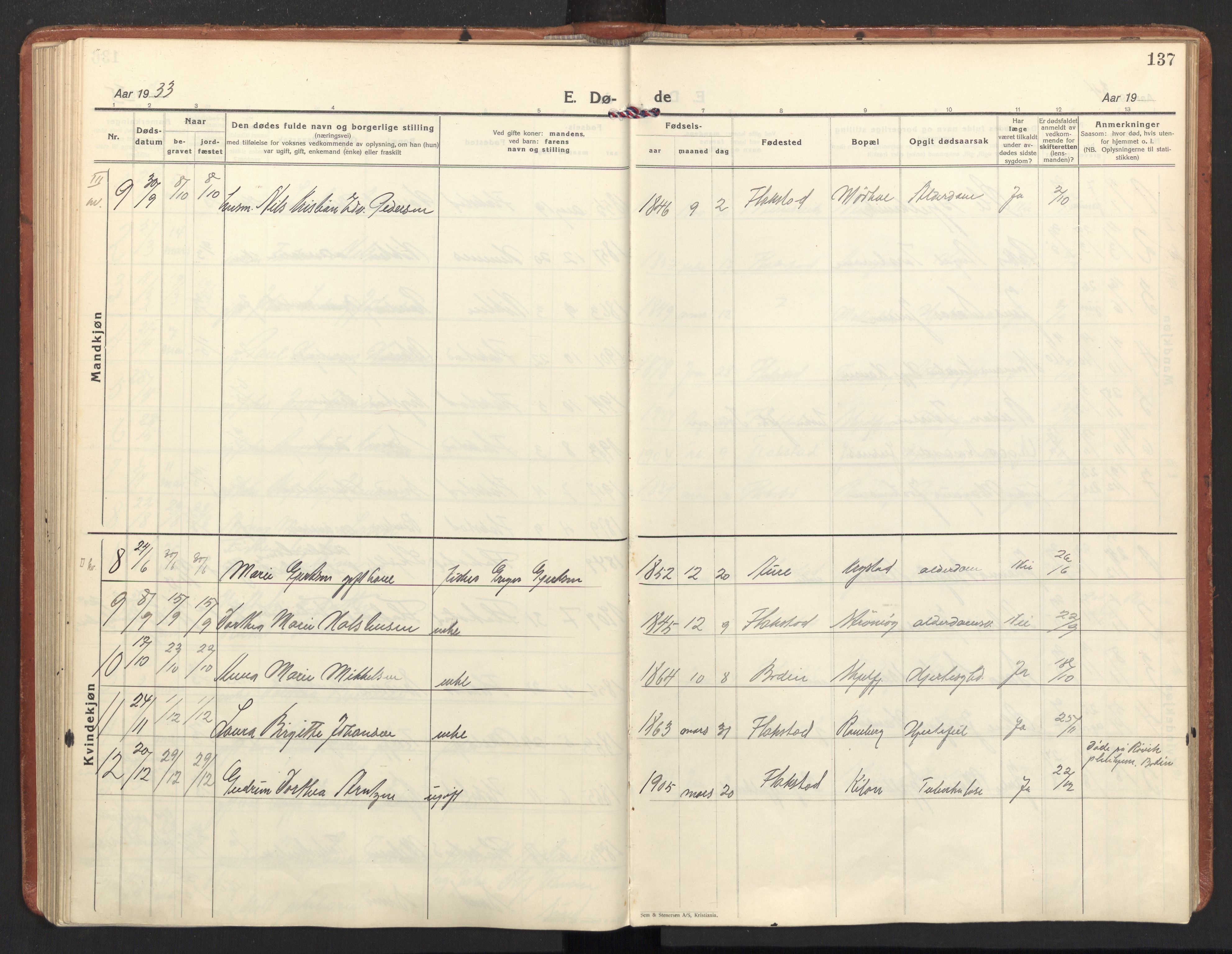 Ministerialprotokoller, klokkerbøker og fødselsregistre - Nordland, AV/SAT-A-1459/885/L1211: Parish register (official) no. 885A11, 1927-1938, p. 137