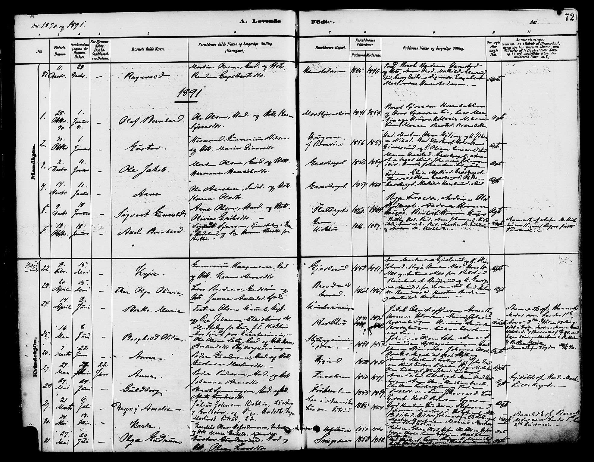 Brandval prestekontor, SAH/PREST-034/H/Ha/Haa/L0002: Parish register (official) no. 2, 1880-1894, p. 72