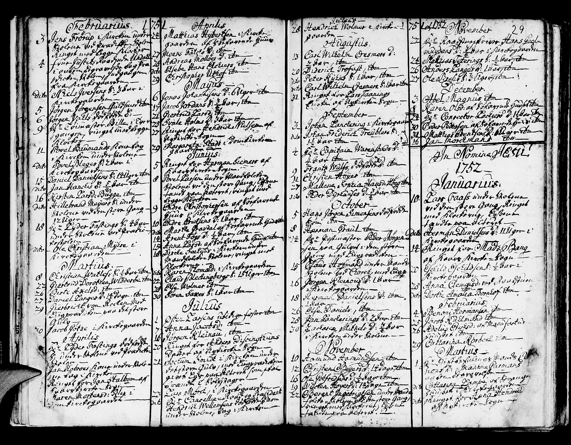 Domkirken sokneprestembete, SAB/A-74801/H/Haa/L0008: Parish register (official) no. A 8, 1725-1775, p. 29