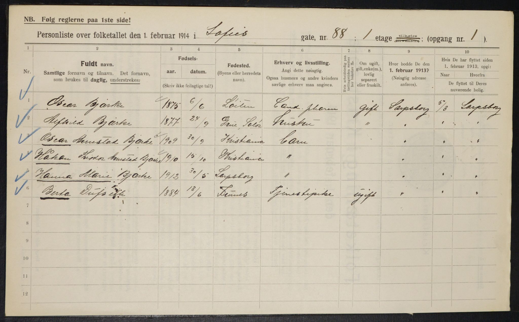 OBA, Municipal Census 1914 for Kristiania, 1914, p. 99198