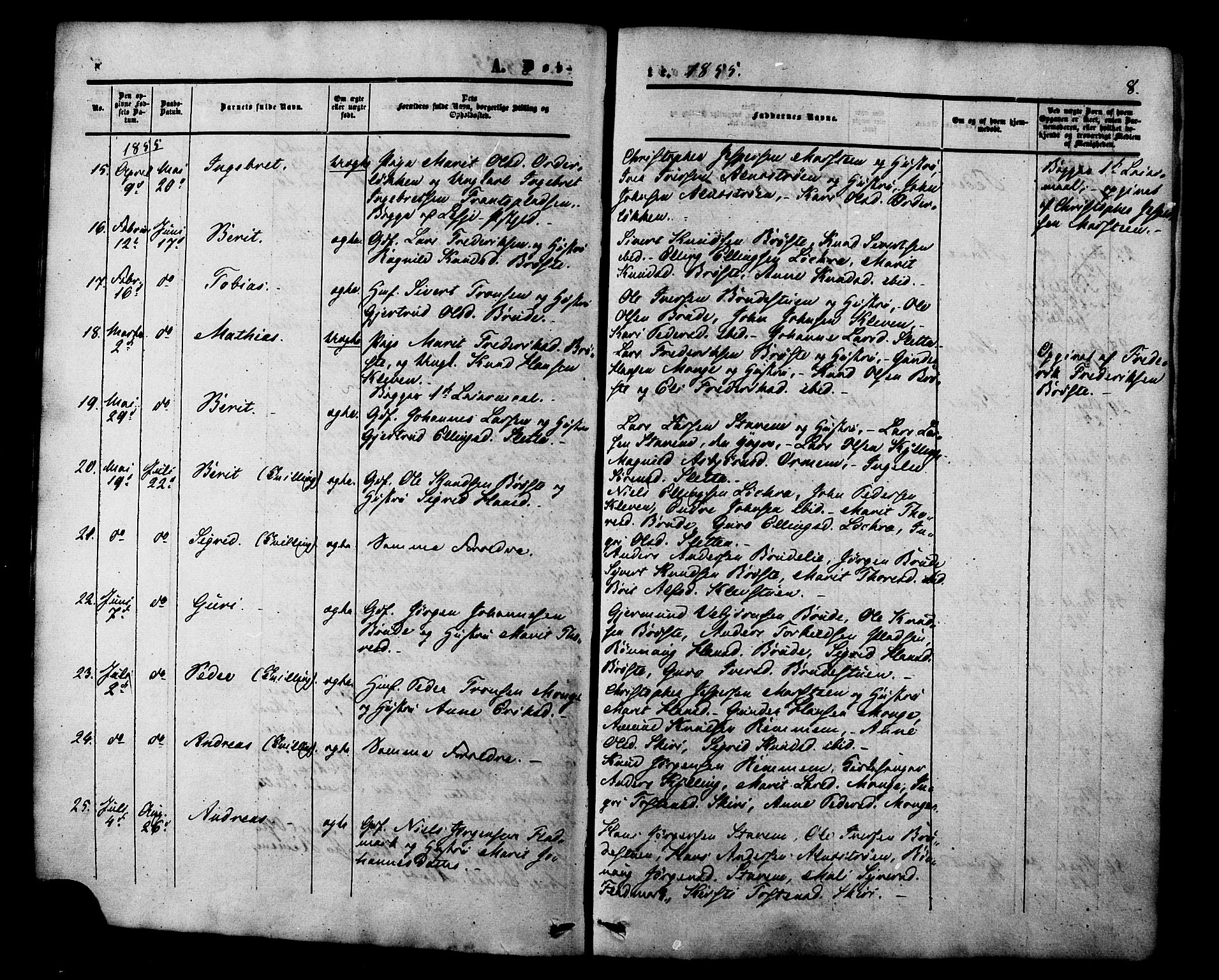 Ministerialprotokoller, klokkerbøker og fødselsregistre - Møre og Romsdal, SAT/A-1454/546/L0594: Parish register (official) no. 546A02, 1854-1882, p. 8