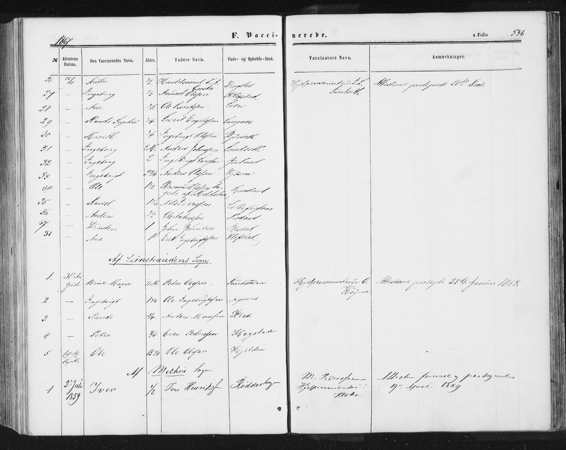 Ministerialprotokoller, klokkerbøker og fødselsregistre - Sør-Trøndelag, AV/SAT-A-1456/691/L1077: Parish register (official) no. 691A09, 1862-1873, p. 536