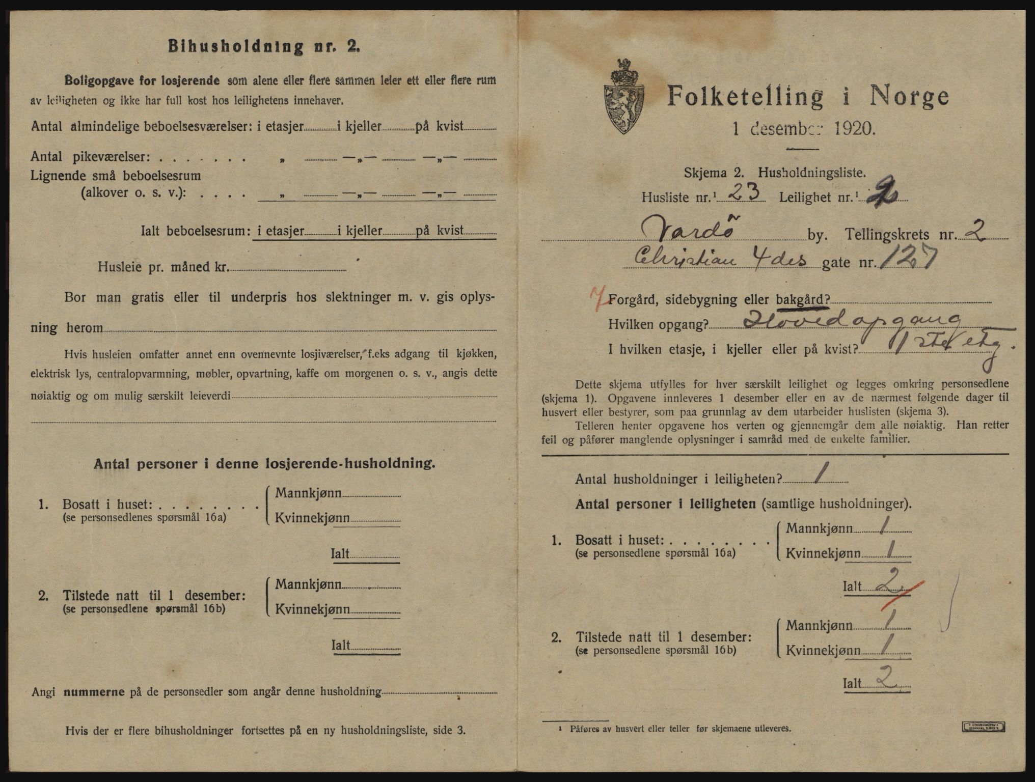 SATØ, 1920 census for Vardø, 1920, p. 1799