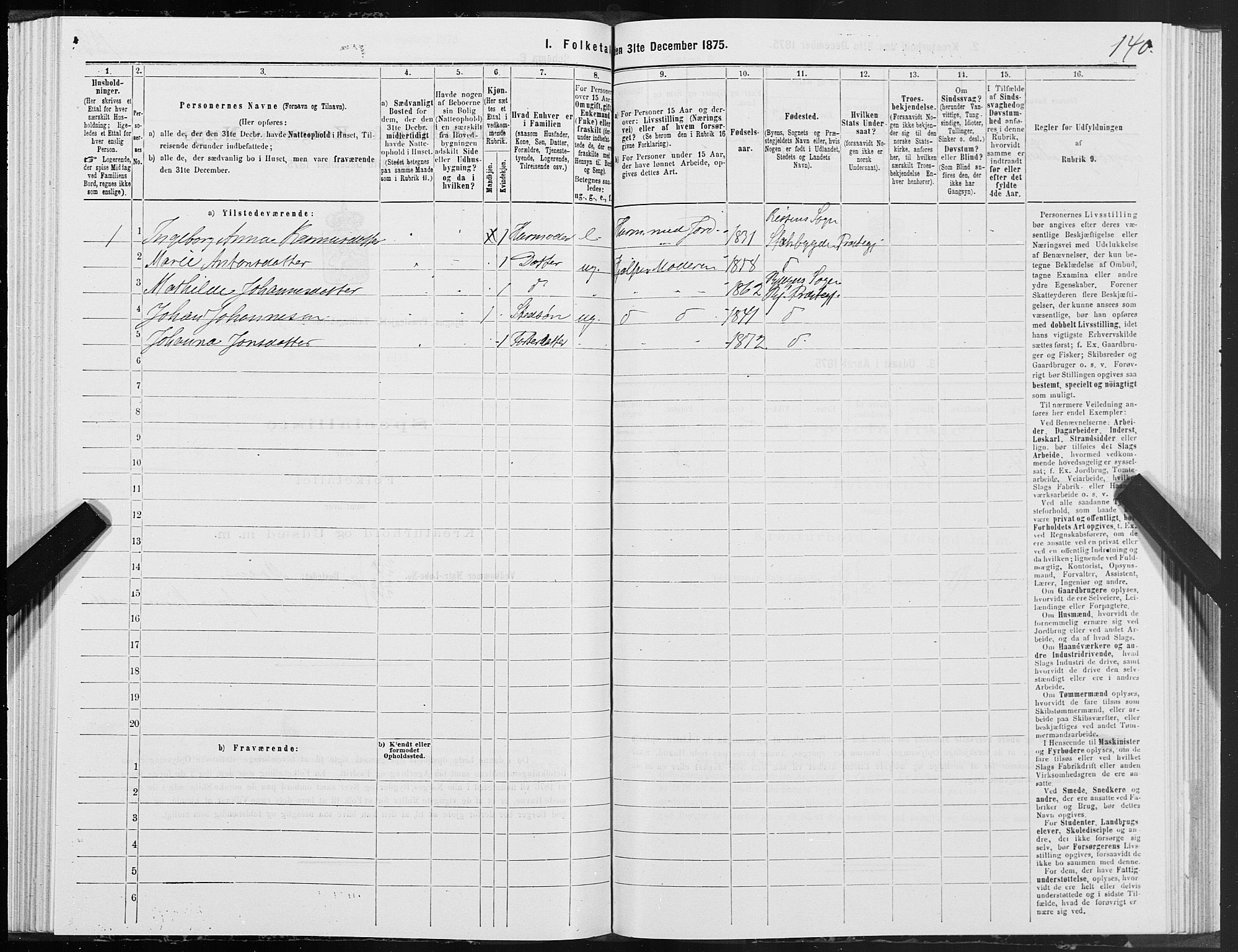 SAT, 1875 census for 1627P Bjugn, 1875, p. 2140