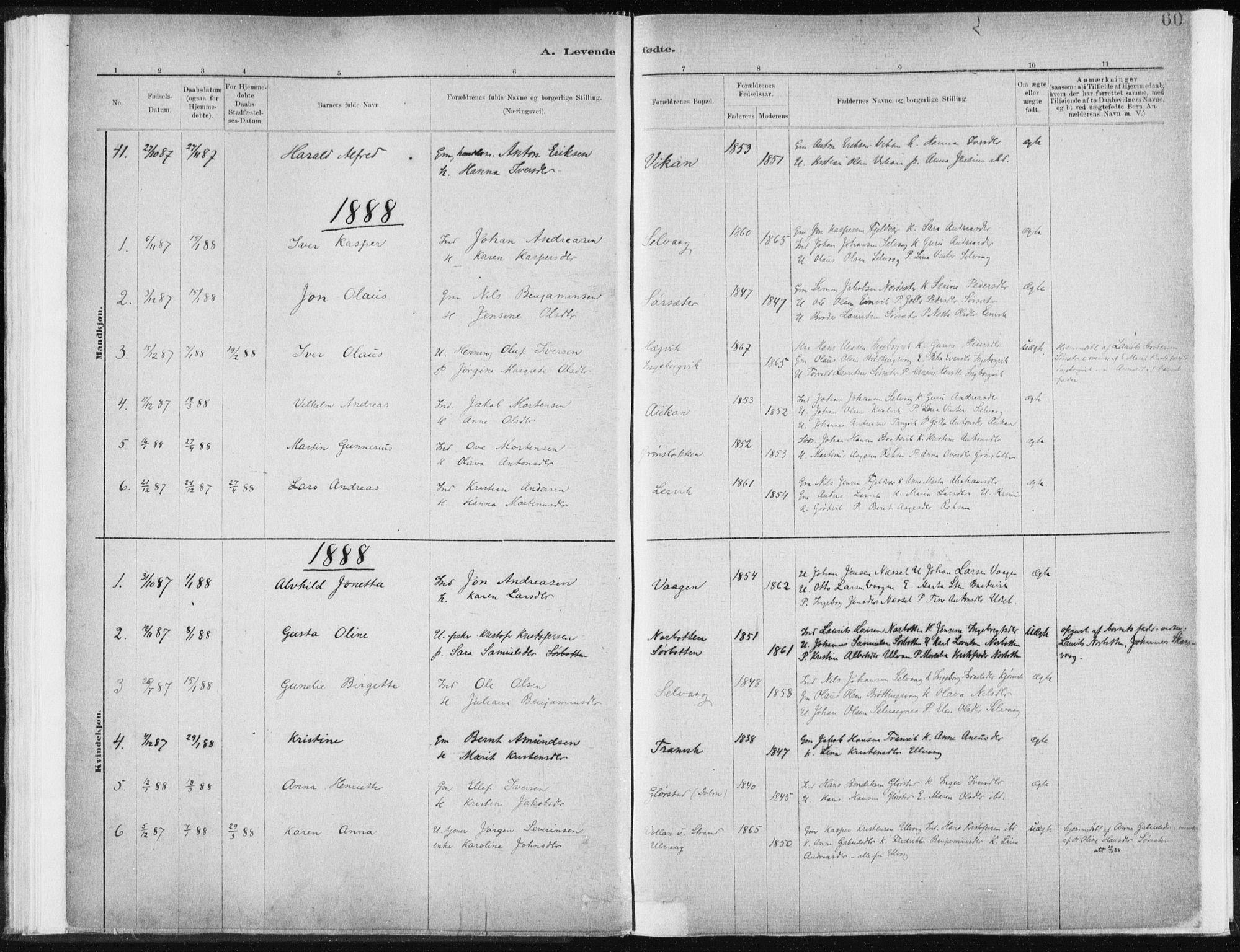 Ministerialprotokoller, klokkerbøker og fødselsregistre - Sør-Trøndelag, SAT/A-1456/637/L0558: Parish register (official) no. 637A01, 1882-1899, p. 60